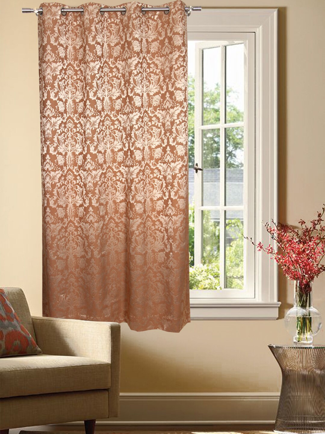 

Home Brown & Off White Ethnic Motifs Jacquard Room Darkening Window Curtain