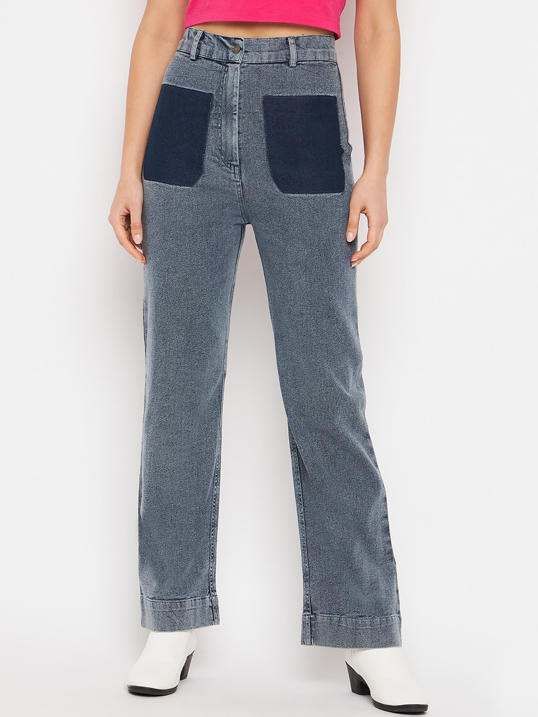 

Orchid Blues Women Flared High-Rise Clean Look Cotton Jeans, Blue