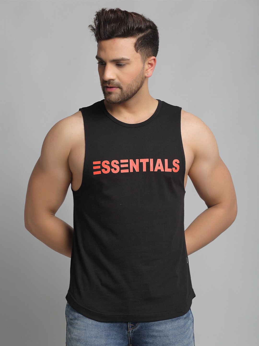 

Rigo Typography Printed Slim Fit Cotton T-shirt, Black