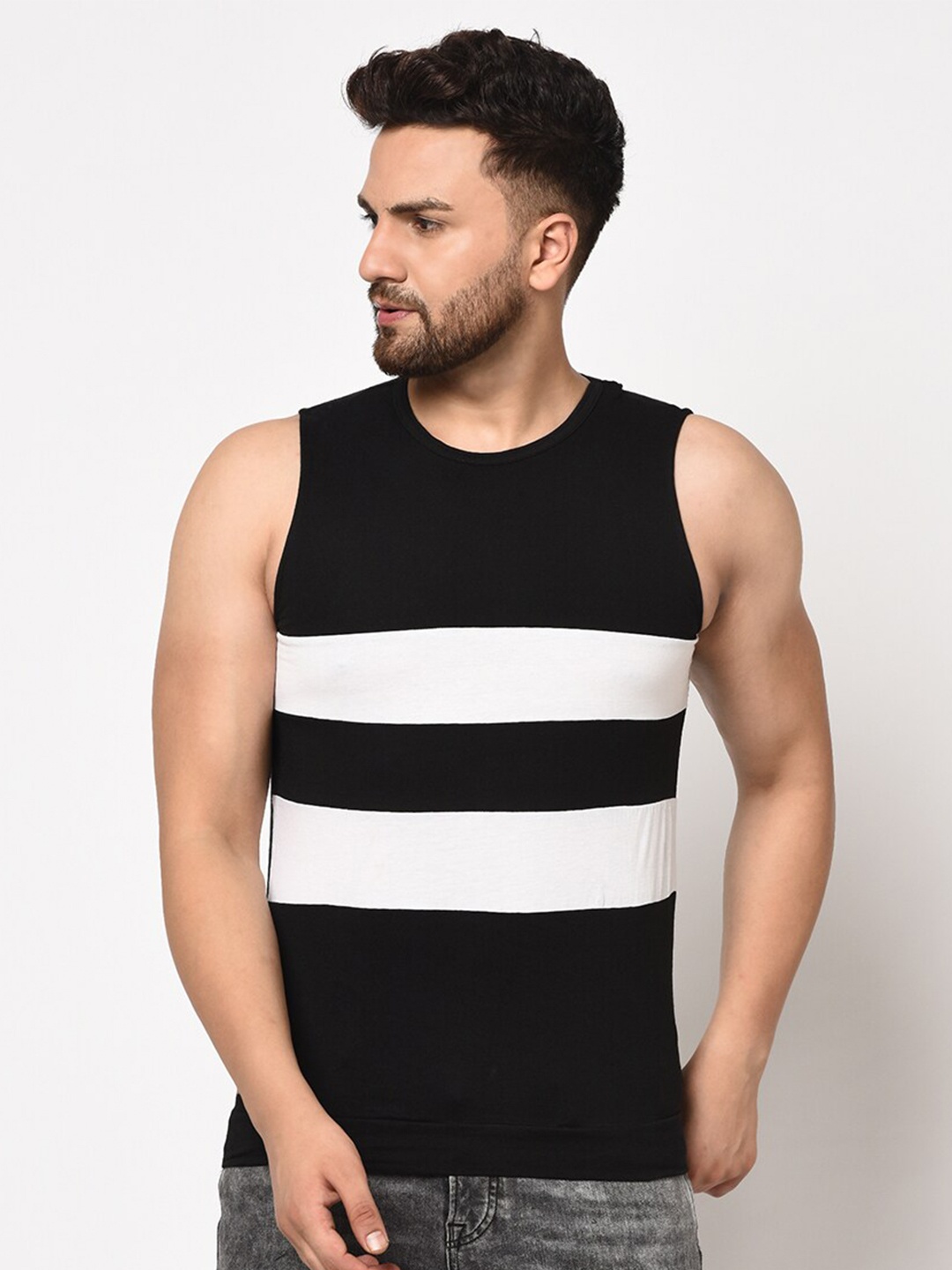 

Rigo Striped Slim Fit Cotton T-shirt, Black