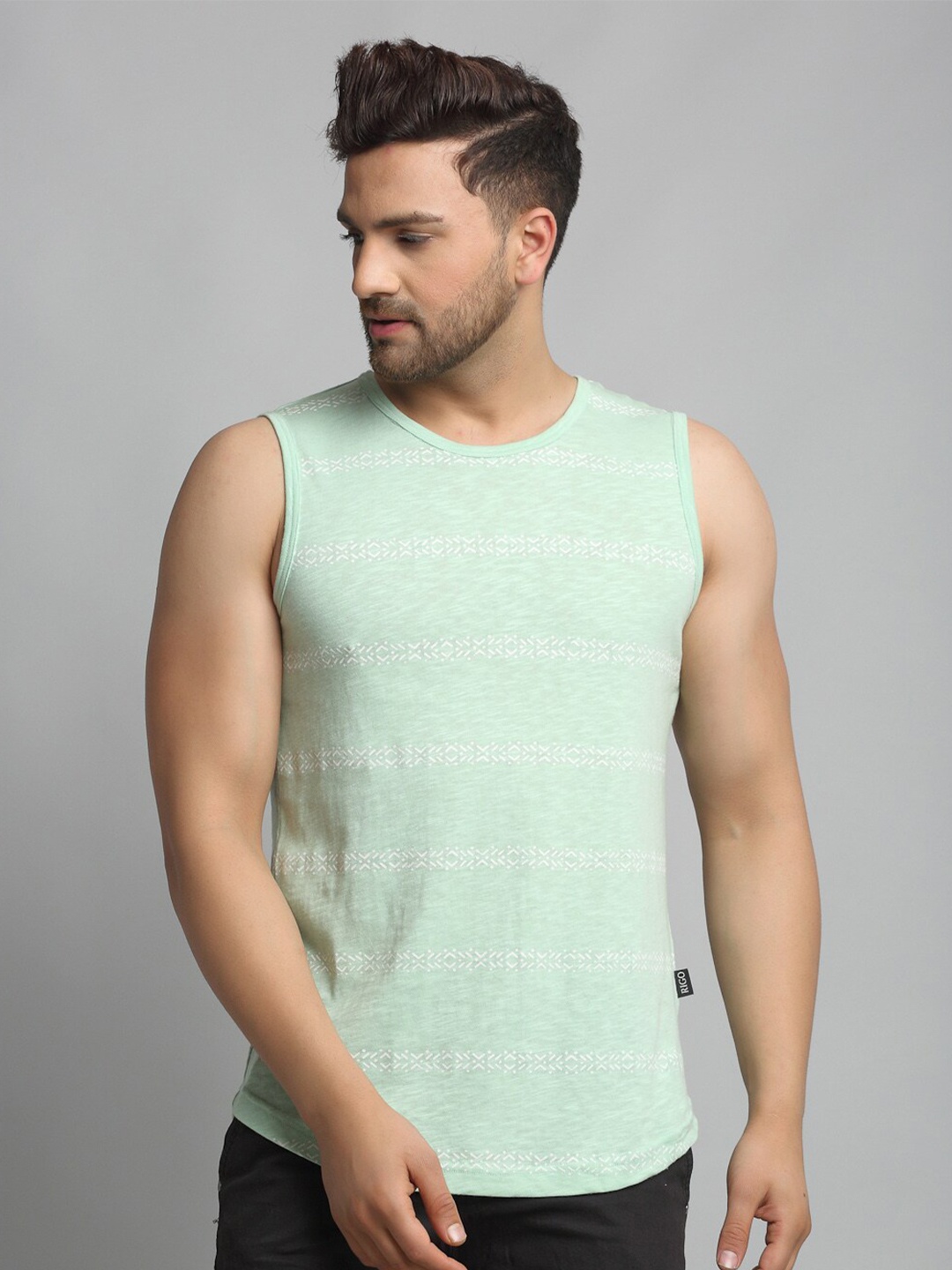 

Rigo Printed Slim Fit Cotton T-shirt, Green