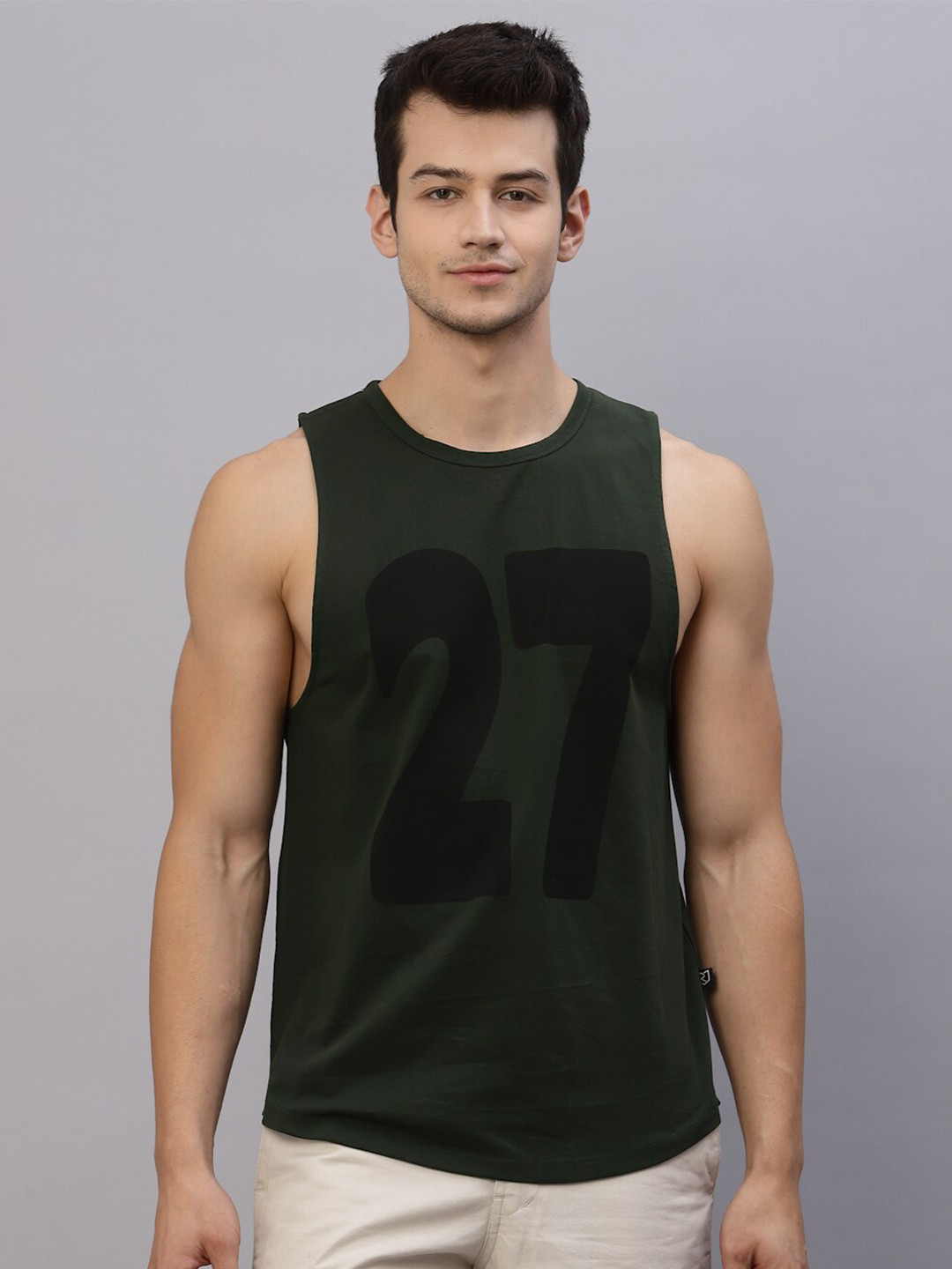 

Rigo Typography Printed Slim Fit Cotton T-shirt, Green
