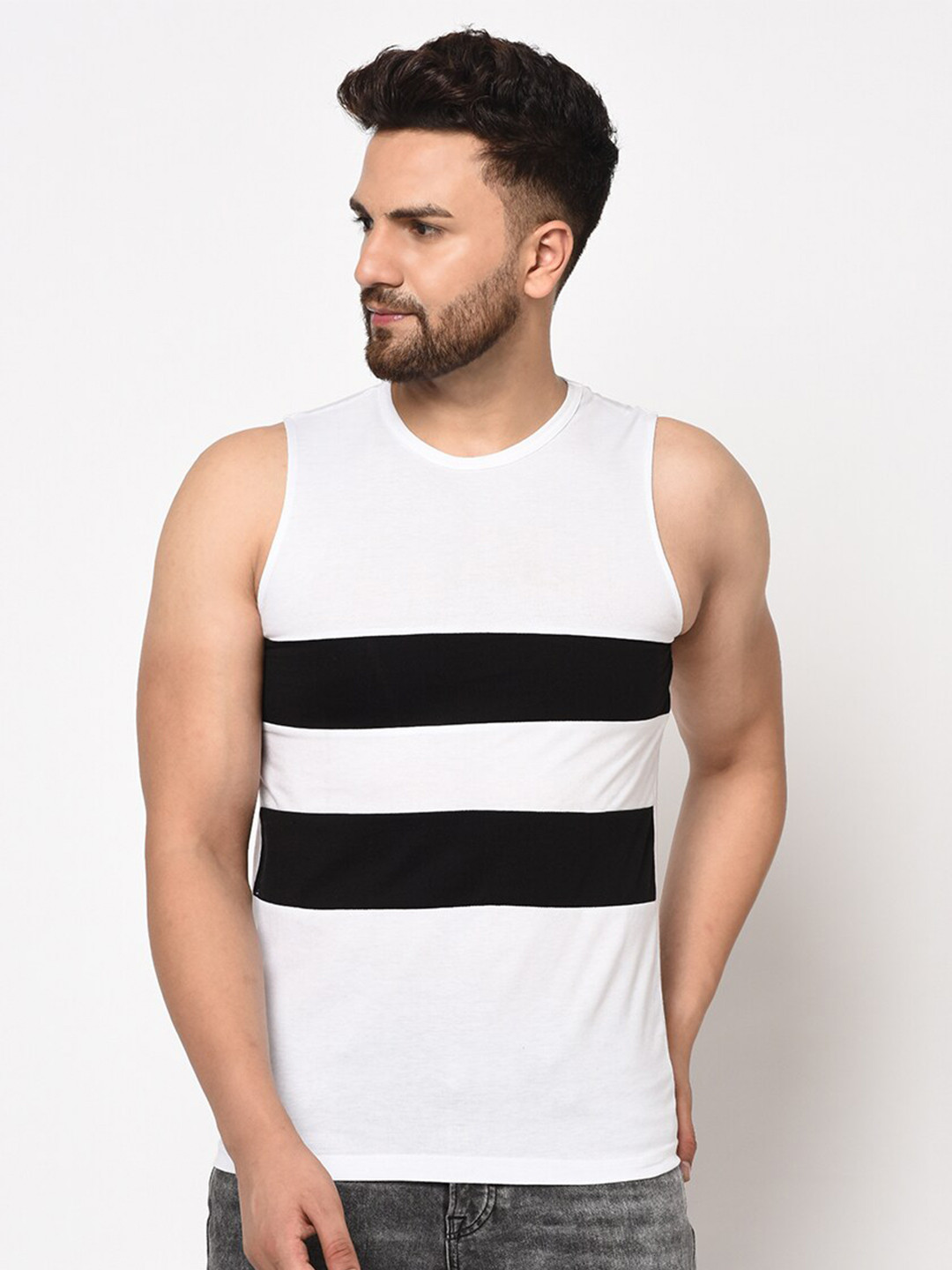

Rigo Striped Slim Fit Cotton T-shirt, White