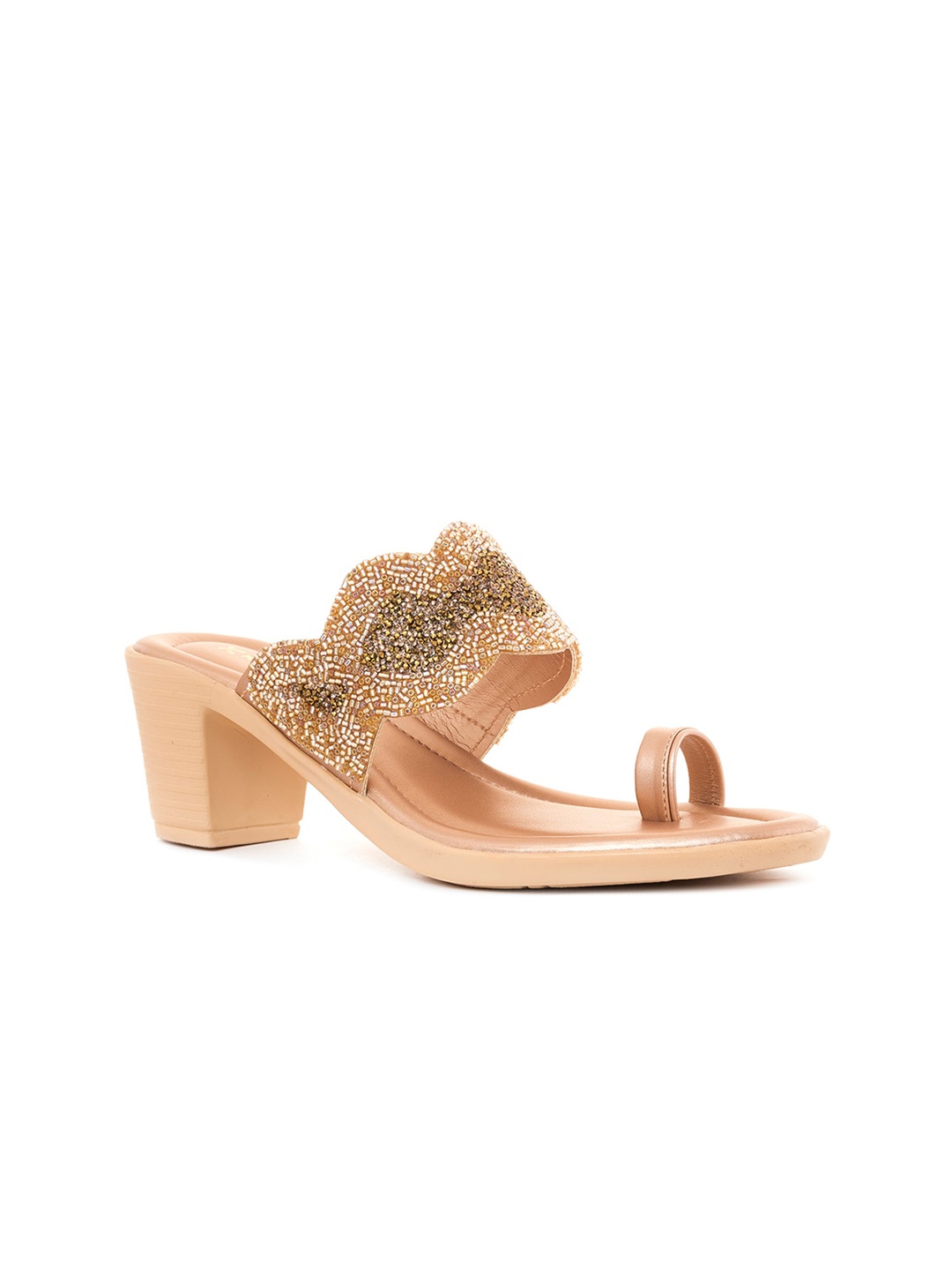 

Khadims Embellished One Toe Block Heels, Rose gold