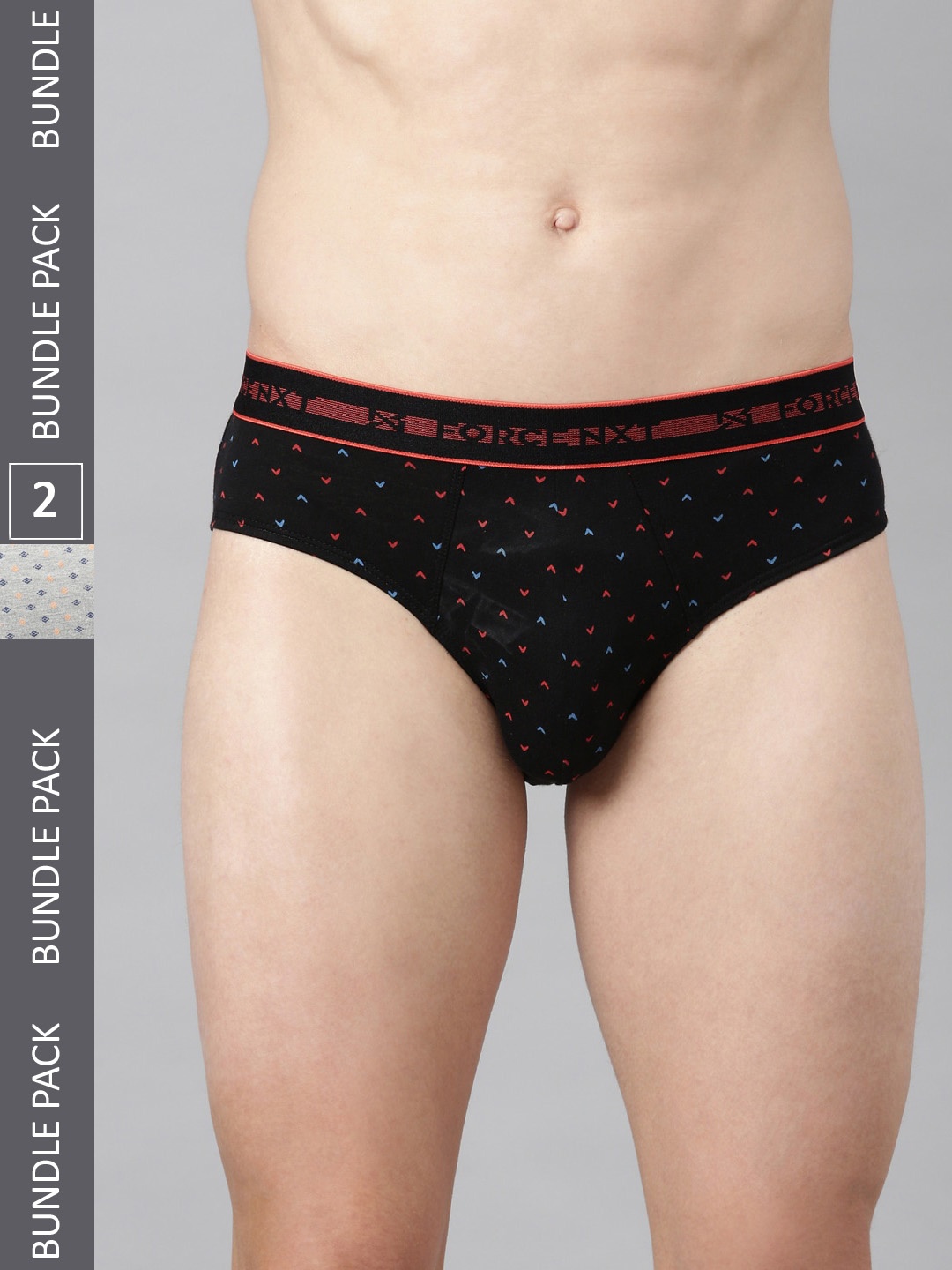 

Force NXT Men Pack Of 2 Printed Super Combed Cotton Basic Briefs, Black