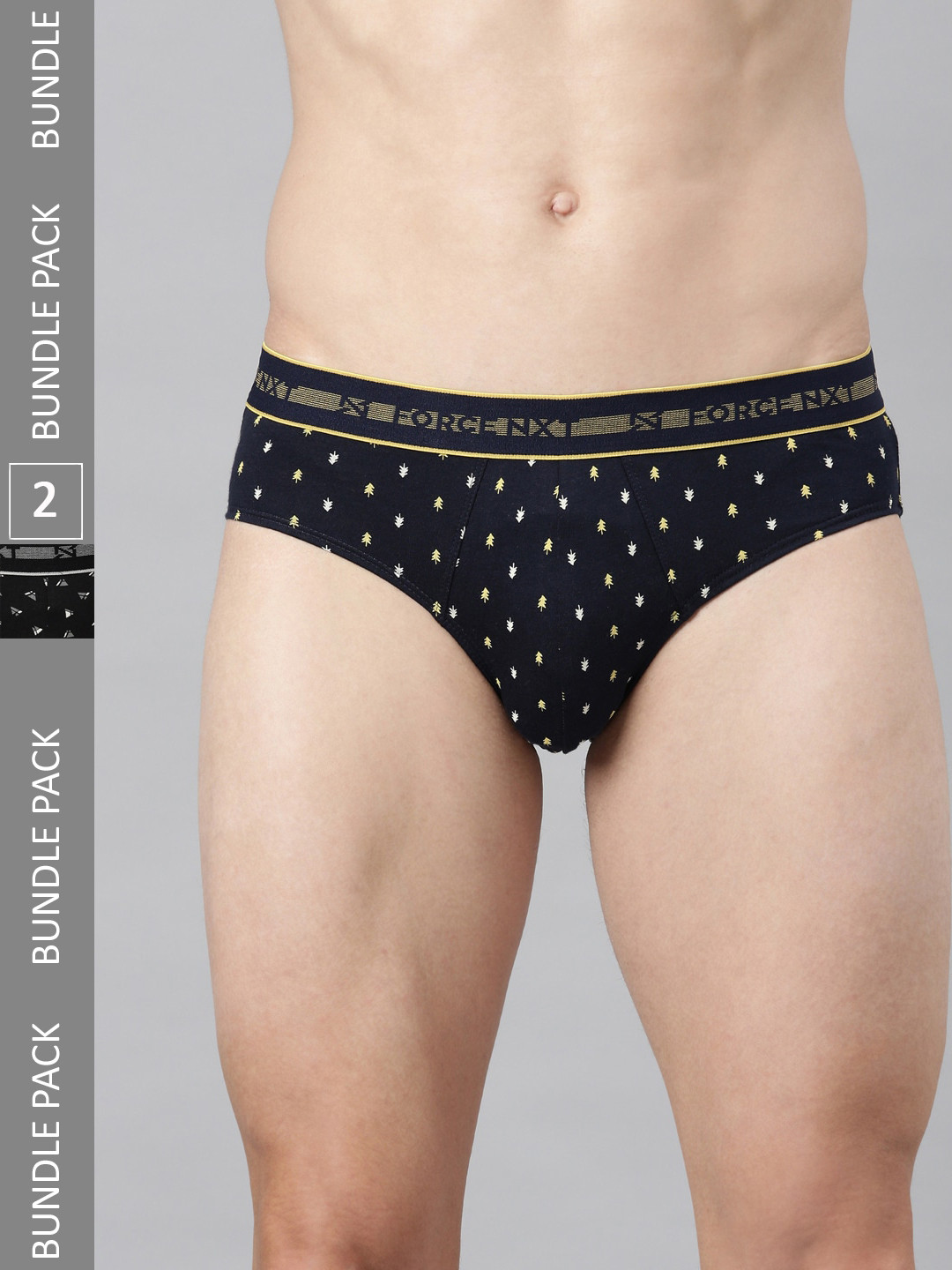 

Force NXT Men Pack Of 2 Mid-Rise Cotton Basic Briefs, Black