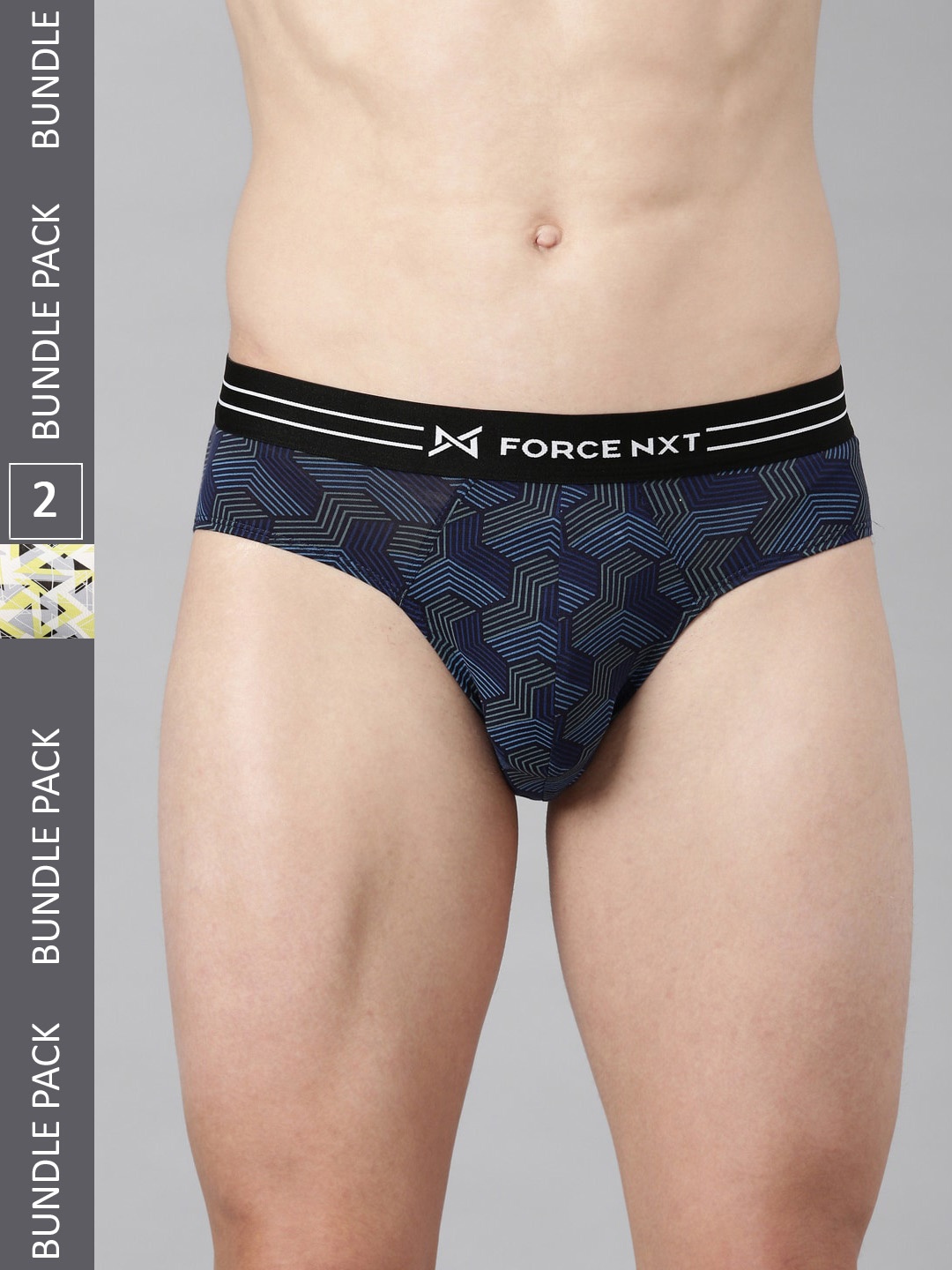 

Force NXT Men Pack Of 2 Printed Cotton Basic Briefs, Blue