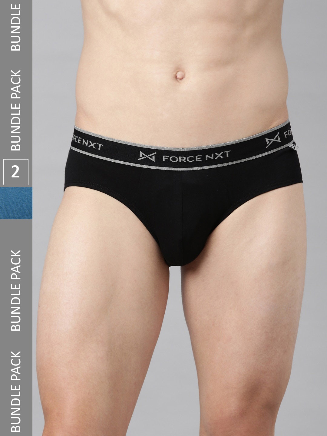 

Force NXT Men Pack Of 2 Printed Cotton Basic Briefs, Black