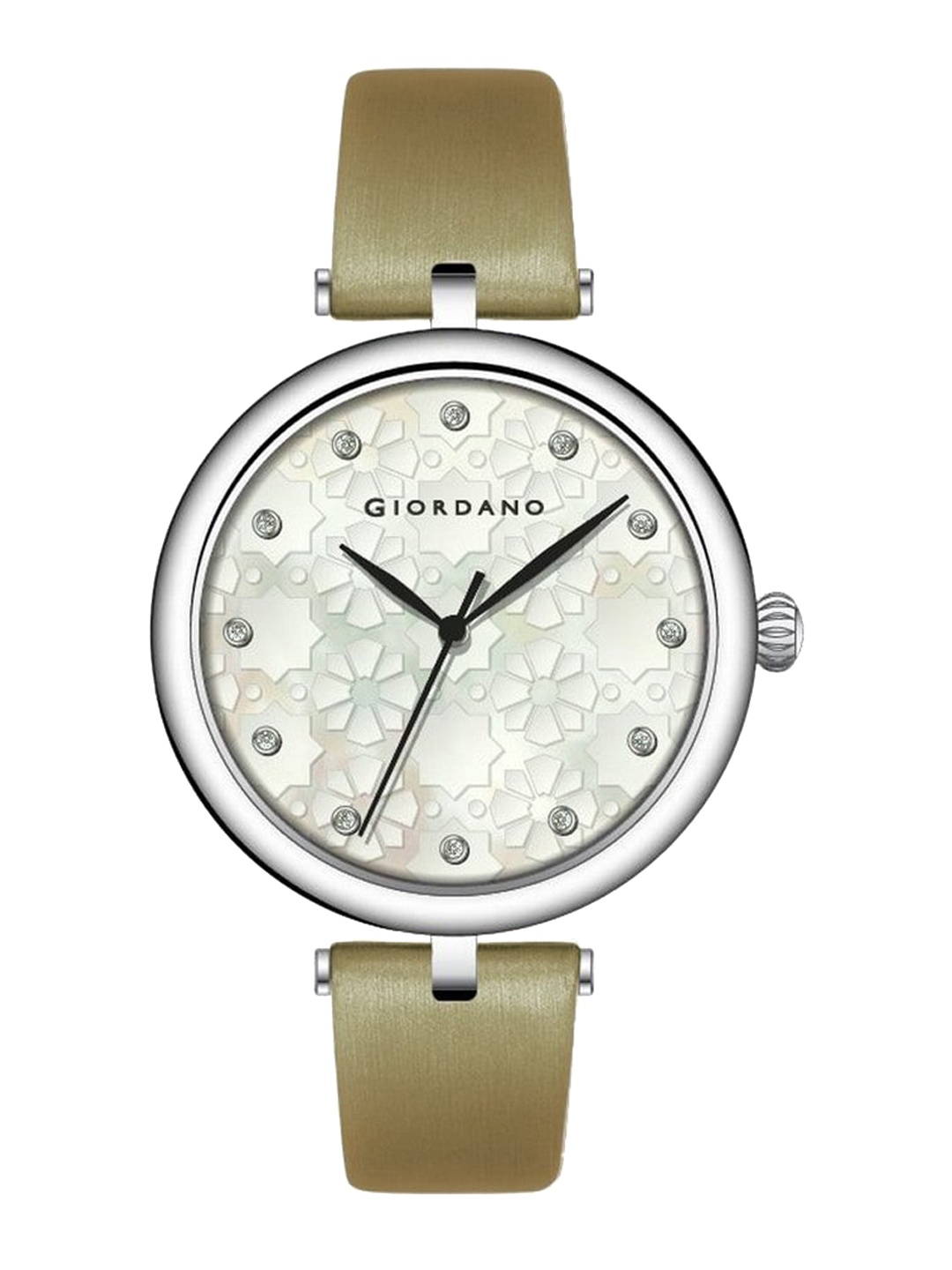 

GIORDANO Women Embellished Leather Straps Analogue Watch 2767-01, Cream