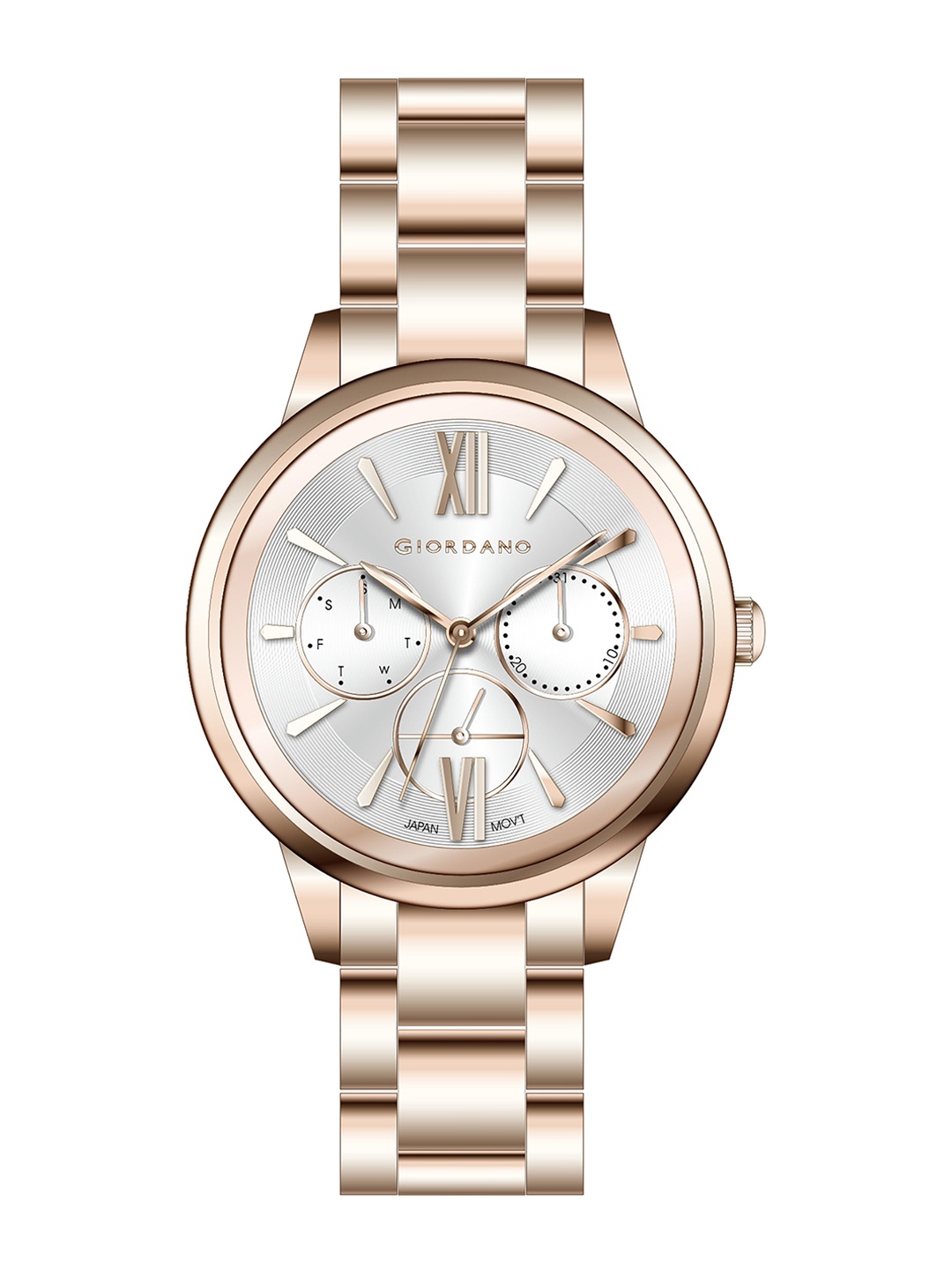 

GIORDANO Women Textured Dial & Bracelet Style Straps Analogue Watch GD-2112-22, Silver