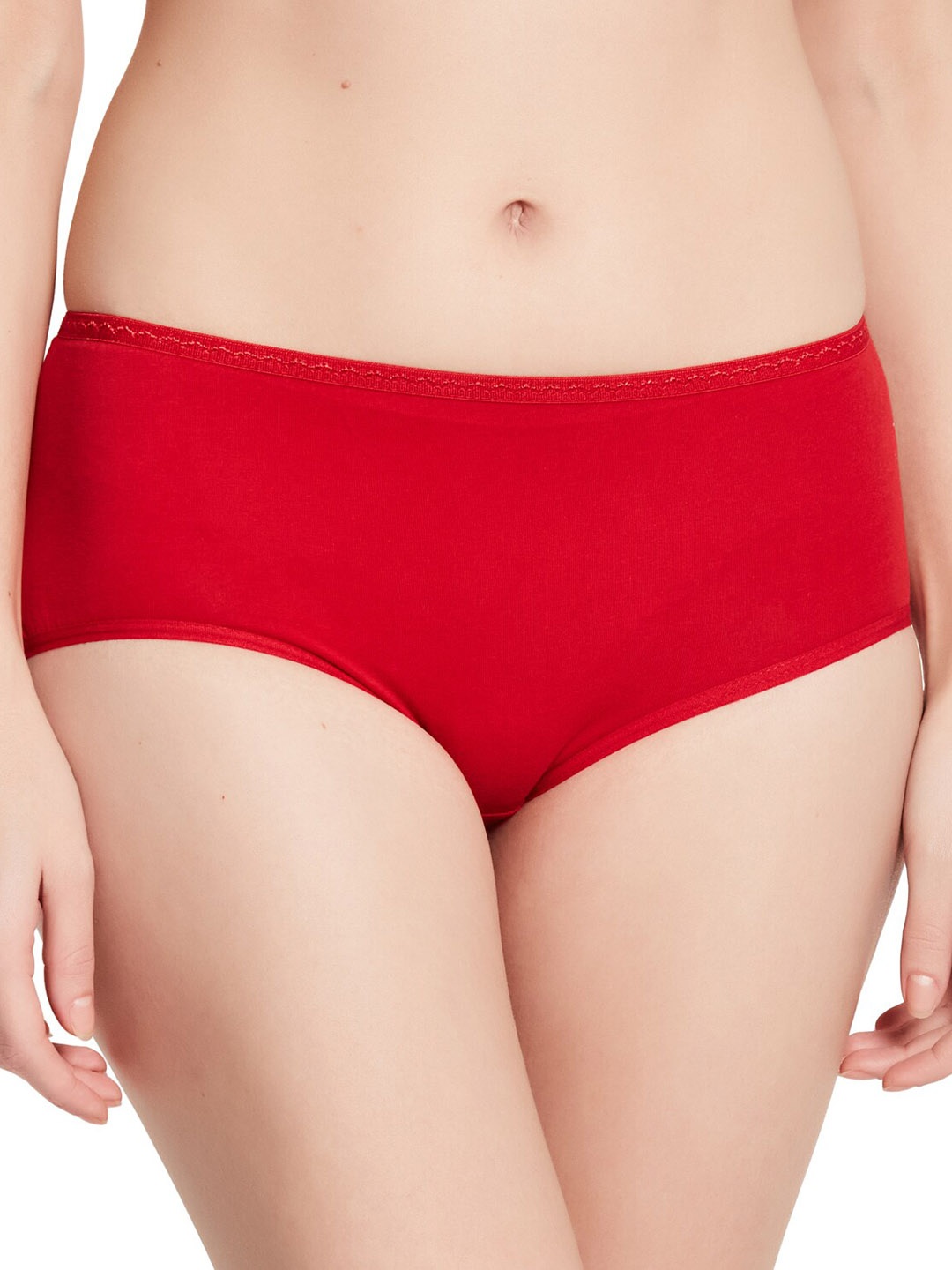 

UNMADE Women Full Back Coverage Mid-Rise Anti Bacterial Hipsters Brief, Red