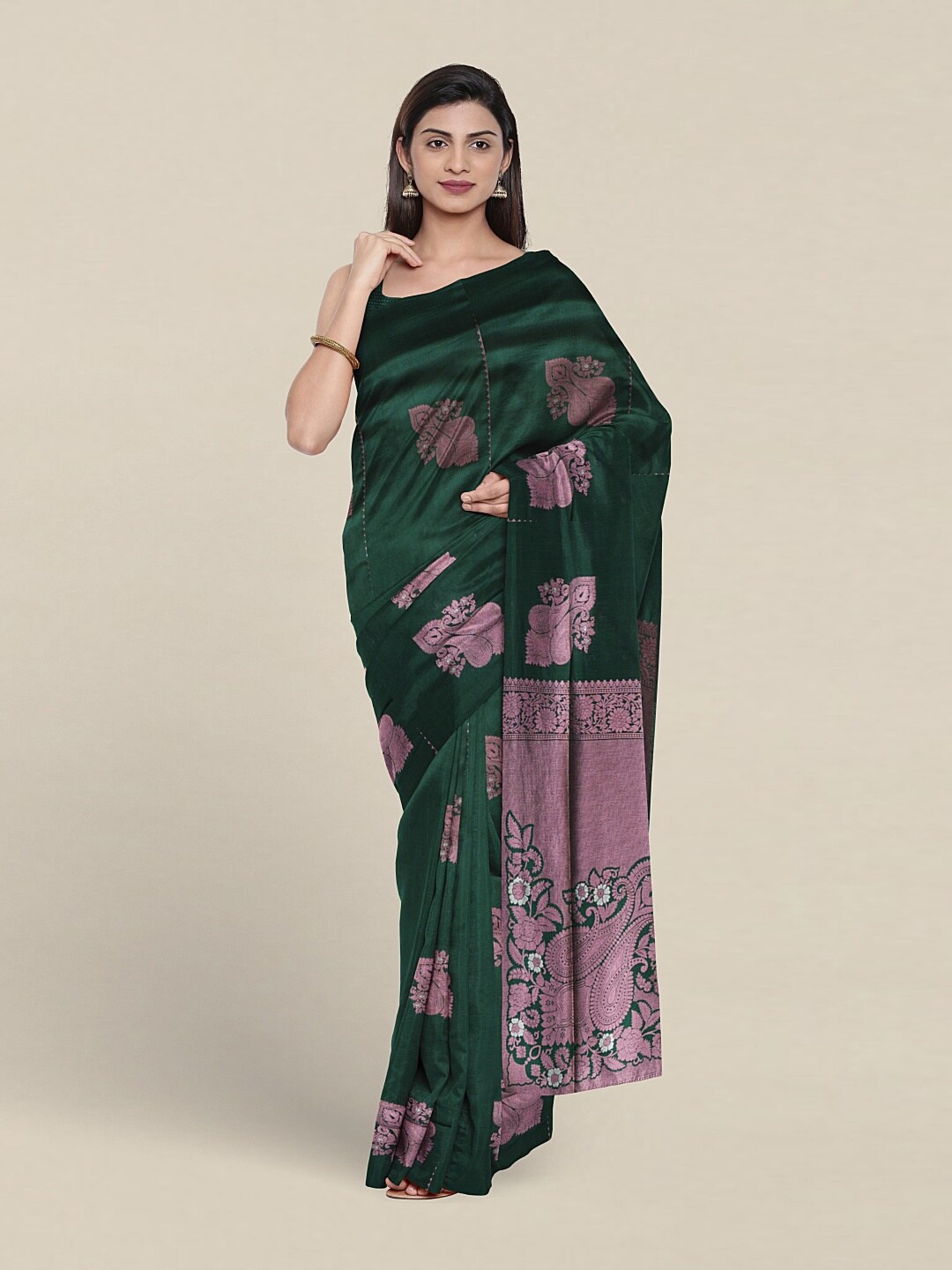 

Pothys Ethnic Motifs Woven Design Zari Art Silk Saree, Green