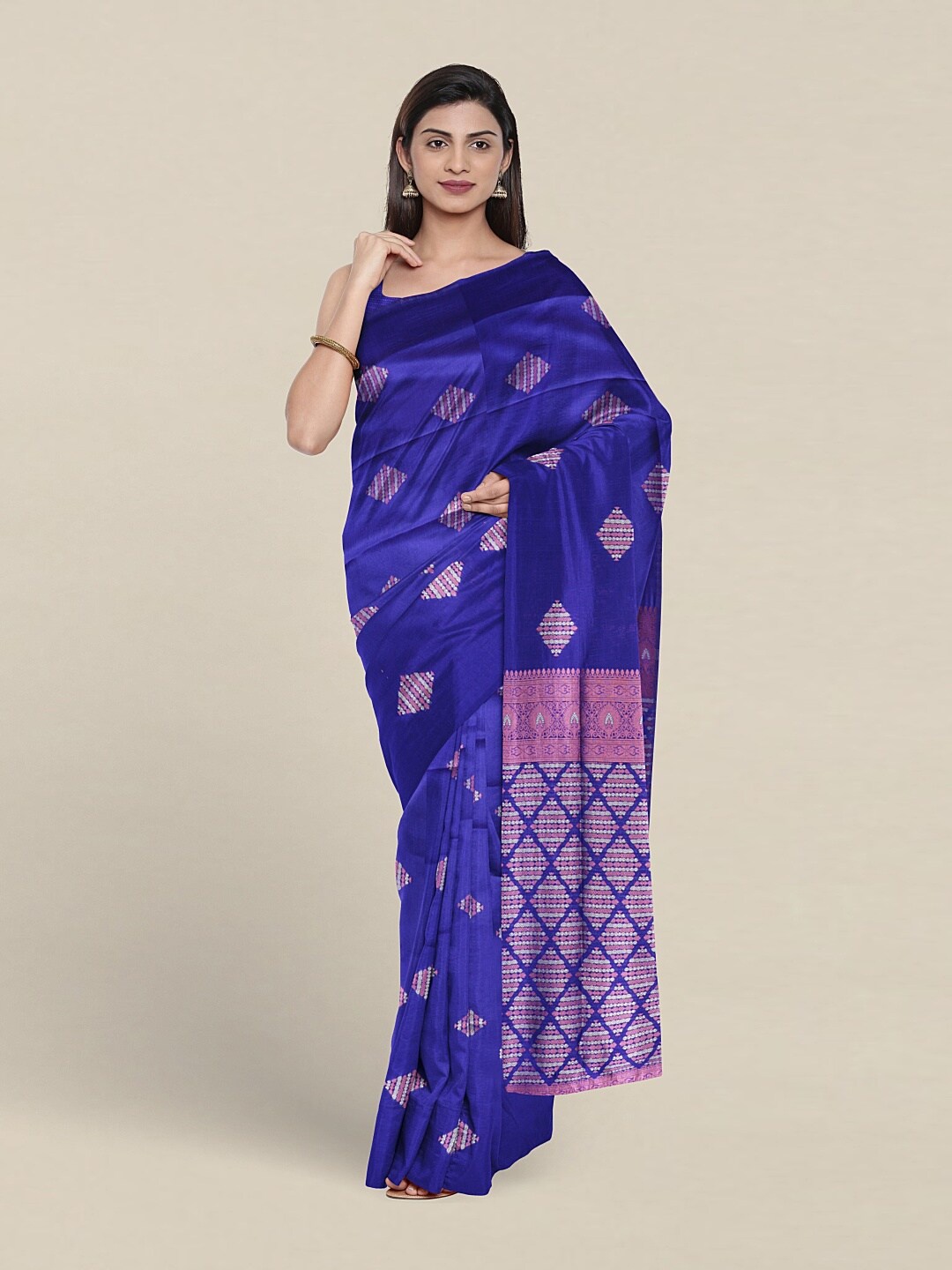 

Pothys Geometric Woven Design Zari Art Silk Saree, Blue