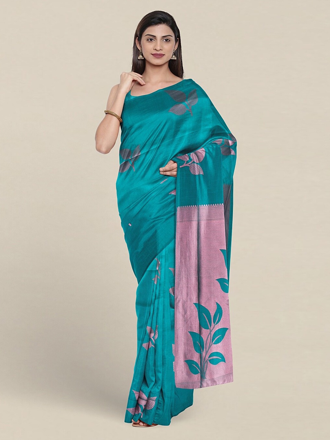 

Pothys Floral Woven Design Saree, Sea green