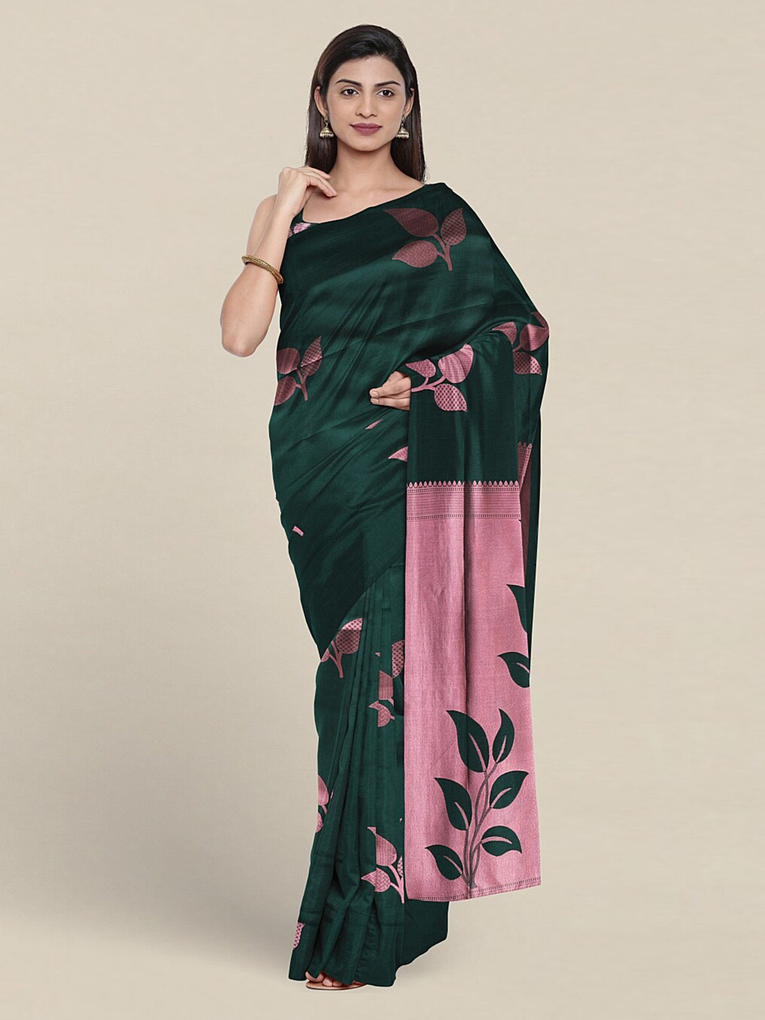 

Pothys Ethnic Motifs Woven Design Zari Art Silk Saree, Green