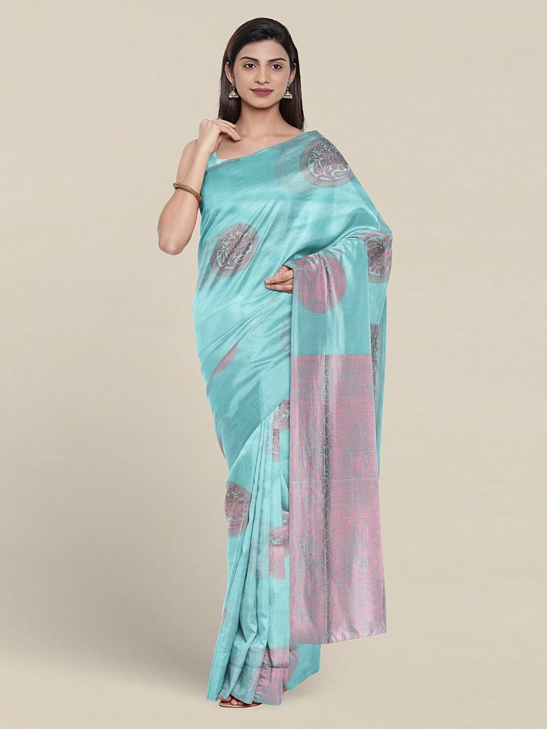 

Pothys Ethnic Motifs Woven Design Zari Saree, Blue
