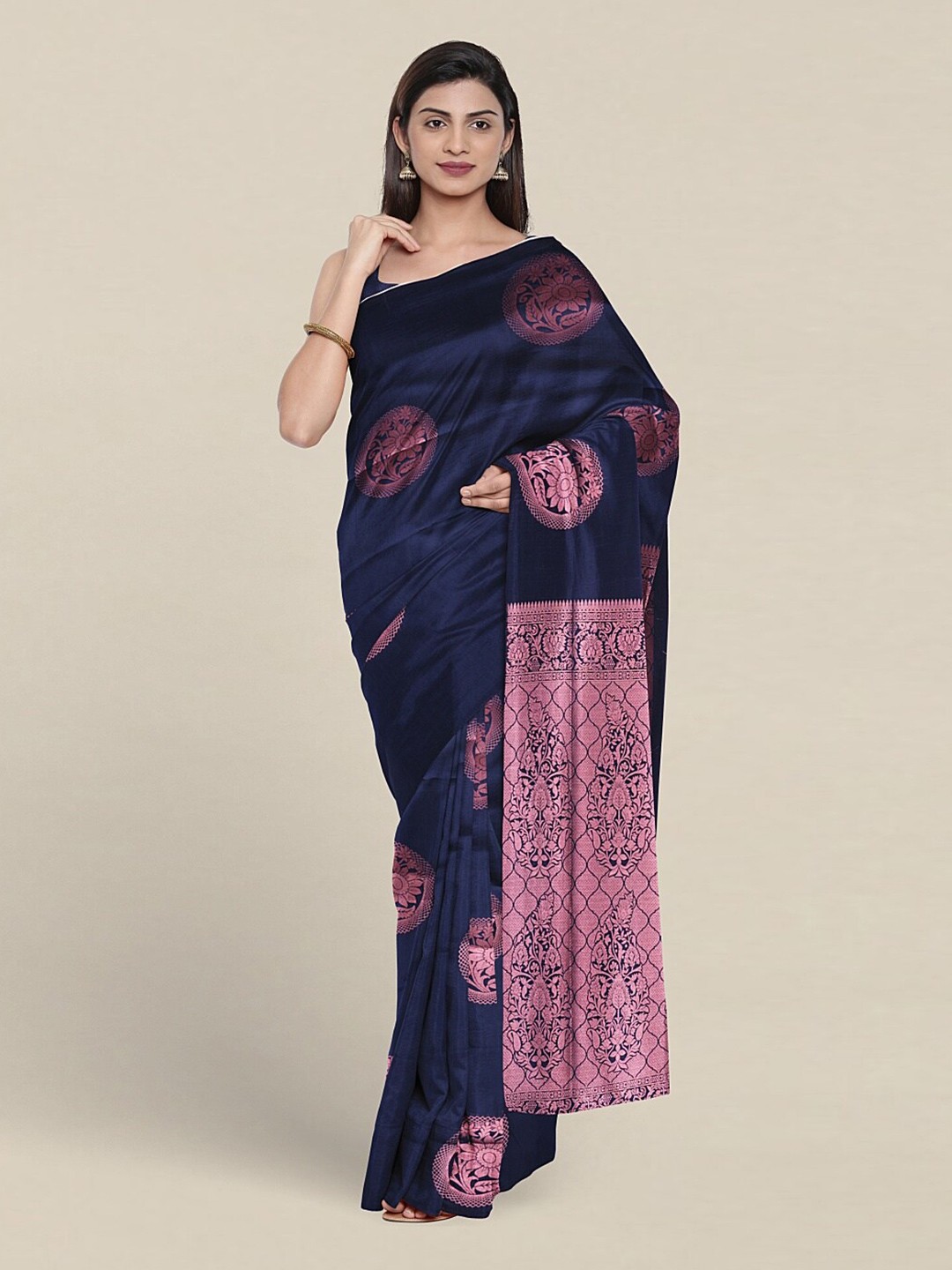 

Pothys Ethnic Motfs Woven Design Zari Saree, Blue