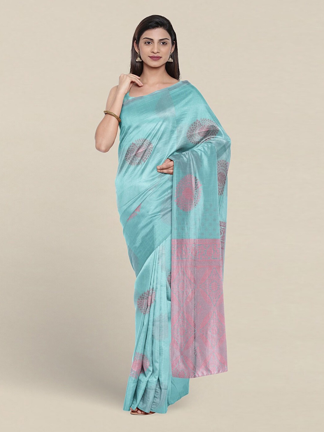 

Pothys Ethnic Motifs Woven Design Zari Art Silk Saree, Blue