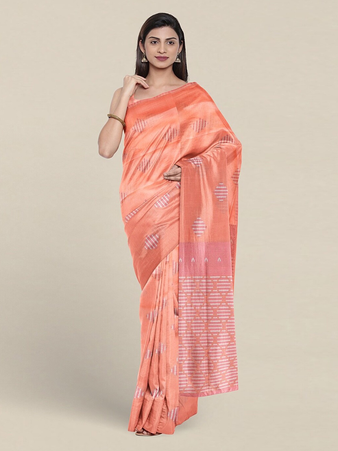 

Pothys Ethnic Motifs Woven Design Zari Saree, Peach