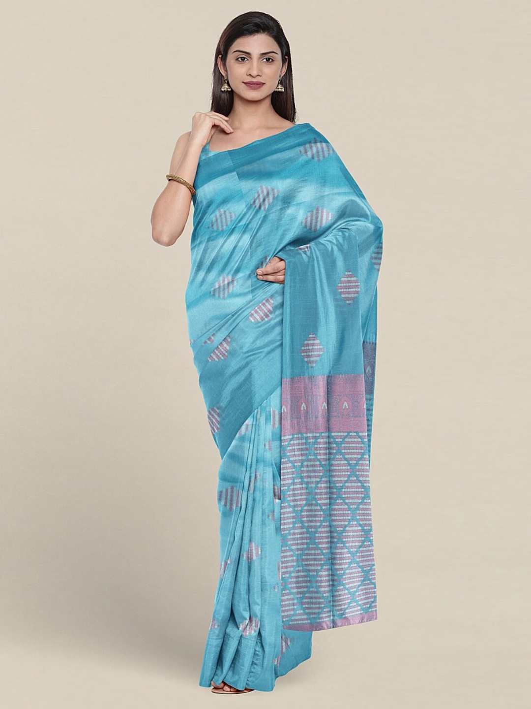 

Pothys Ethnic Motifs Woven Design Zari Art Silk Saree, Blue