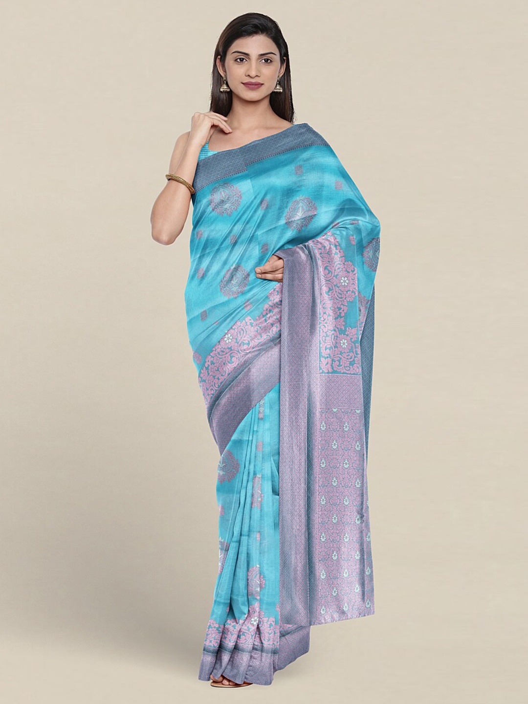 

Pothys Ethnic Motif Woven Design Zari Saree, Blue