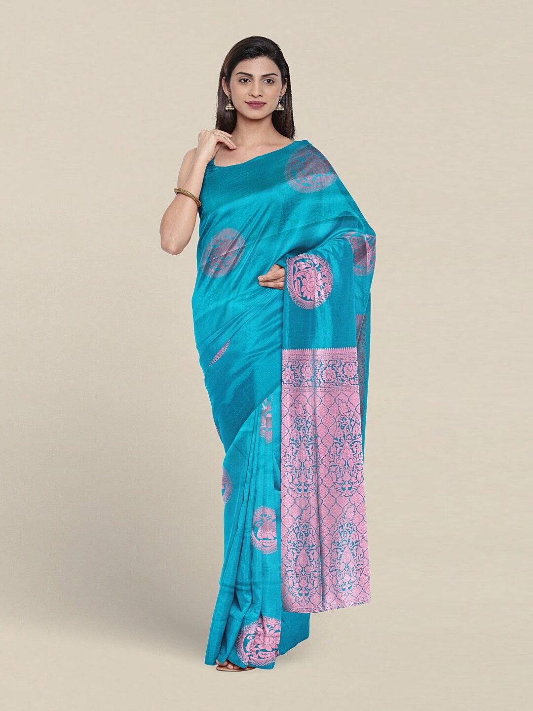 

Pothys Ethnic Motifs Woven Design Zari Art Silk Saree, Blue