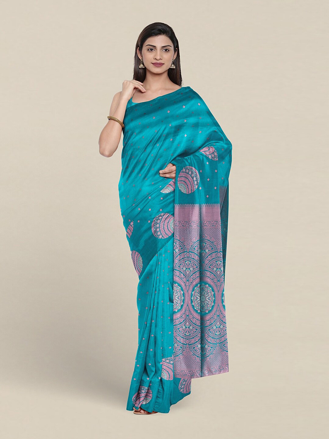 

Pothys Ethnic Motifs Woven Design Zari Art Silk Saree, Blue