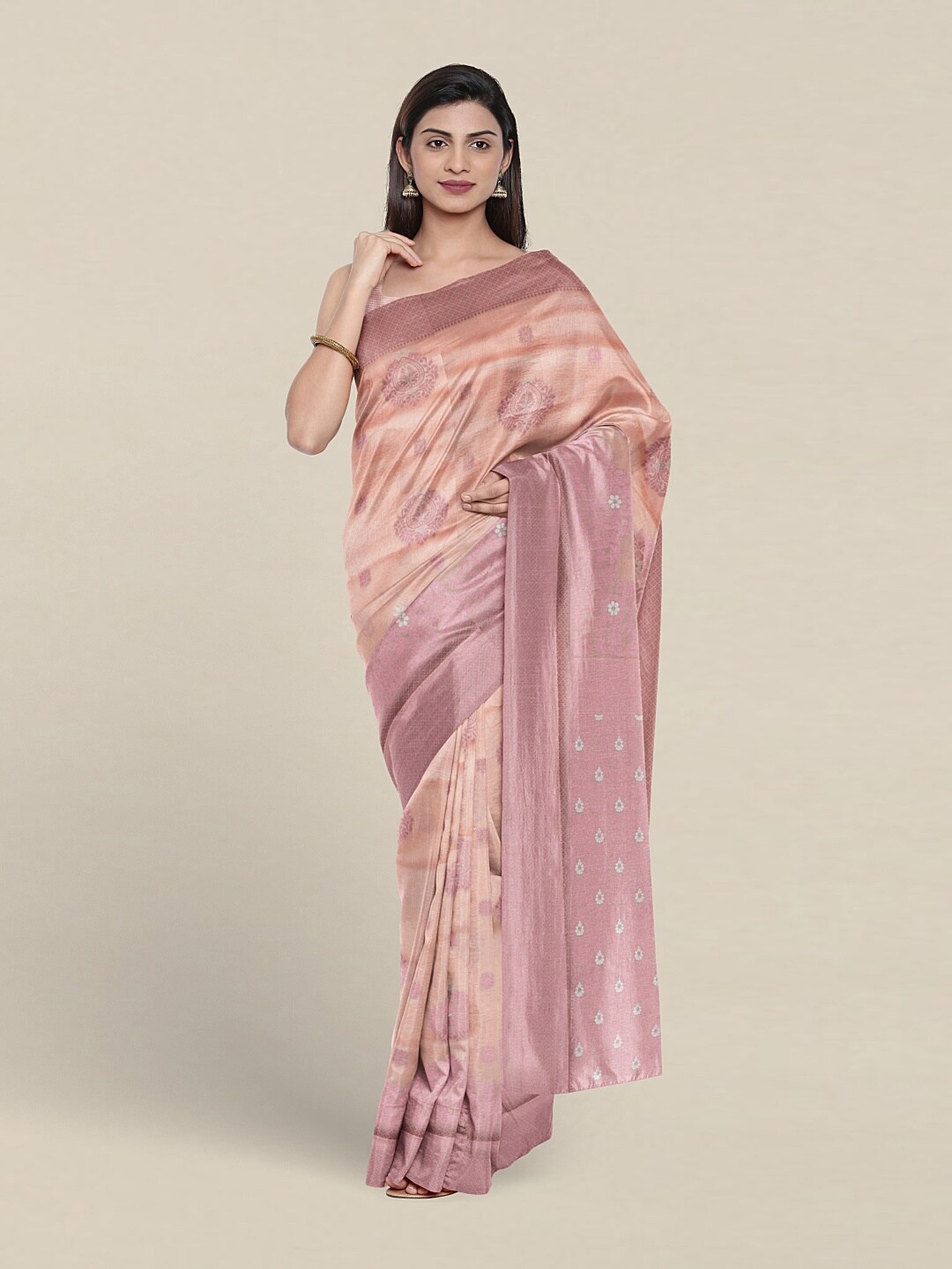 

Pothys Woven Design Zari Art Silk Saree, Cream