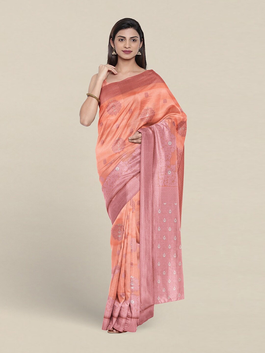 

Pothys Woven Design Zari Art Silk Saree, Peach