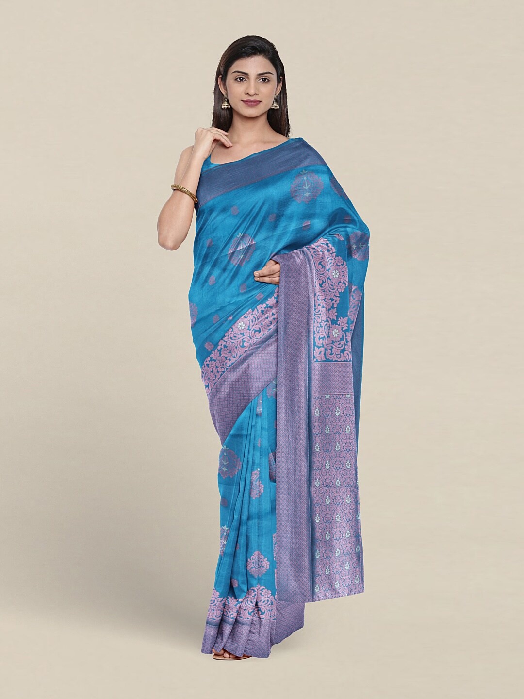 

Pothys Ethnic Motifs Woven Design Zari Art Silk Saree, Blue