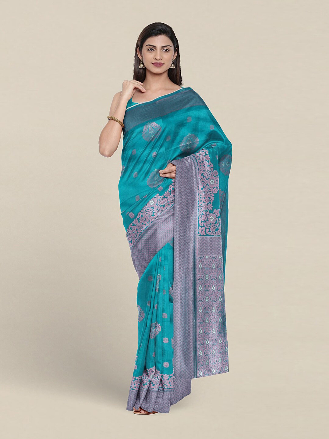 

Pothys Ethnic Motifs Woven Design Zari Art Silk Saree, Green