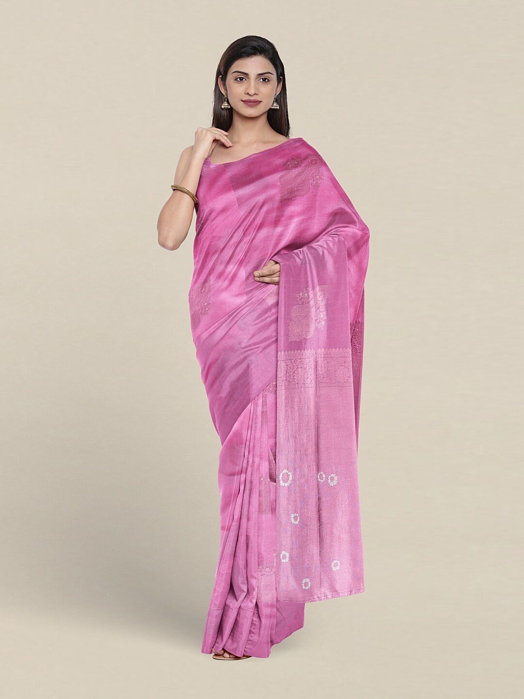 

Pothys Ethnic Motifs Woven Design Zari Art Silk Saree, Pink