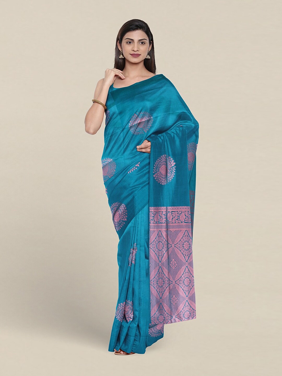 

Pothys Ethnic Motifs Woven Design Zari Art Silk Saree, Blue