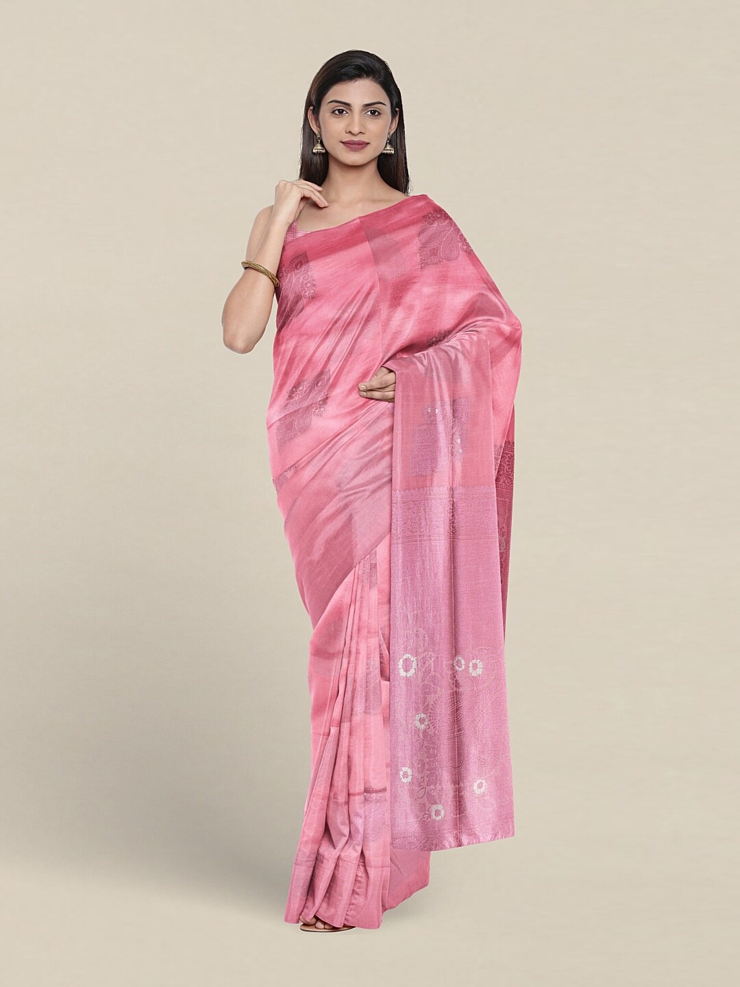 

Pothys Ethnic Motifs Woven Design Zari Art Silk Saree, Pink