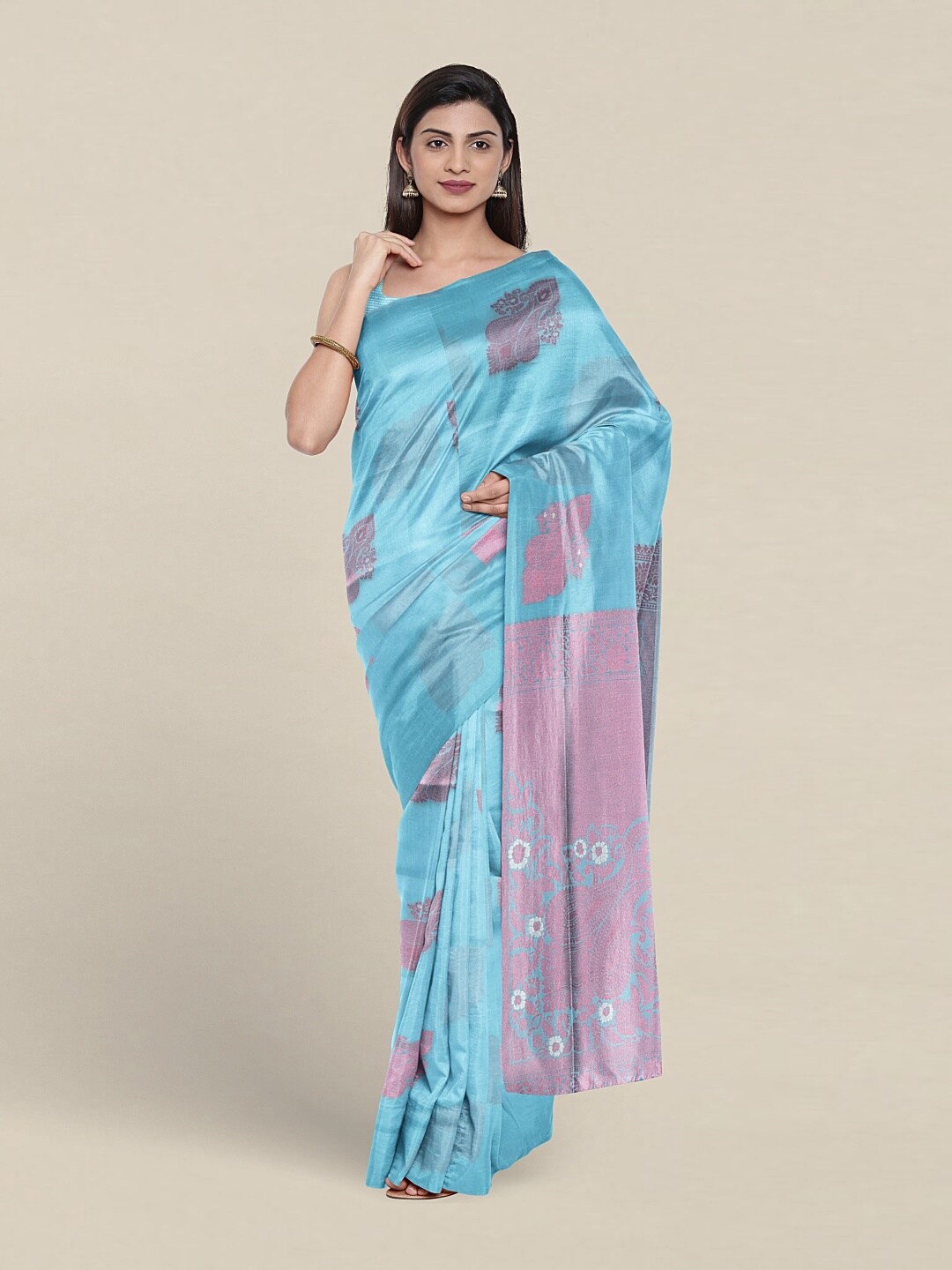 

Pothys Ethnic Motifs Woven Design Zari Art Silk Saree, Blue