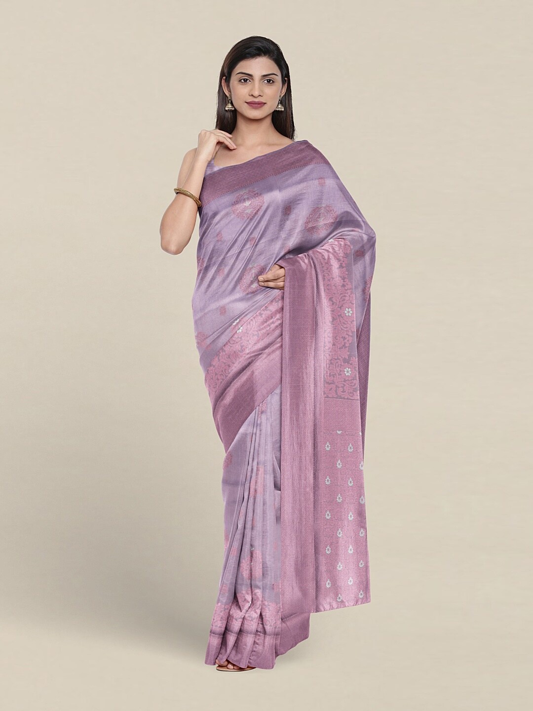 

Pothys Ethnic Motifs Woven Design Zari Art Silk Saree, Lavender