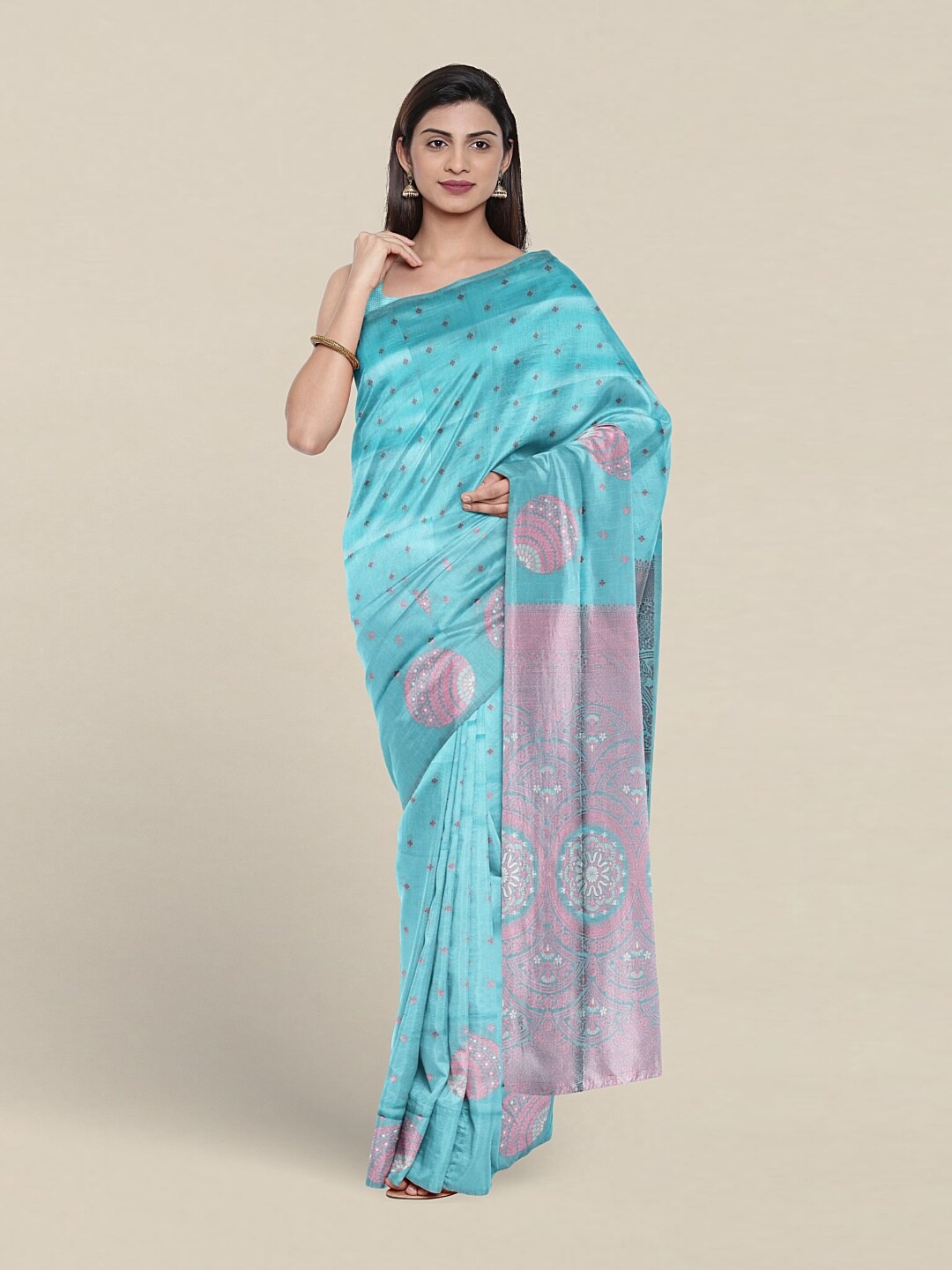 

Pothys Ethnic Motifs Woven Design Zari Art Silk Saree, Blue