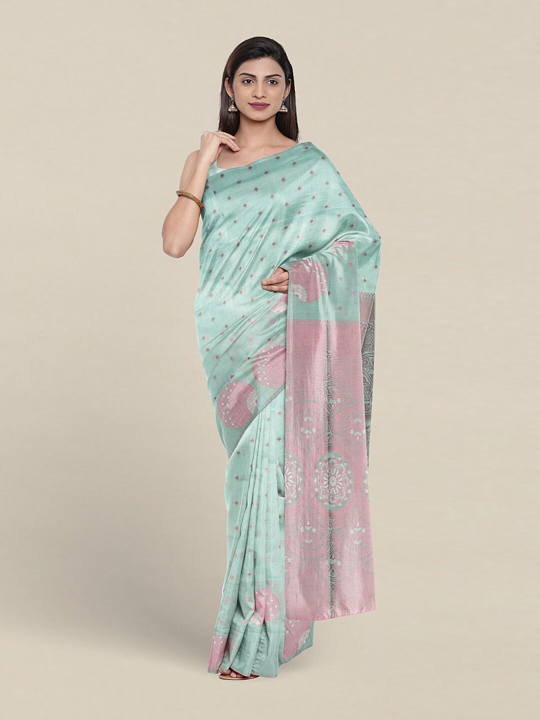 

Pothys Ethnic Motifs Woven Design Zari Art Silk Saree, Green