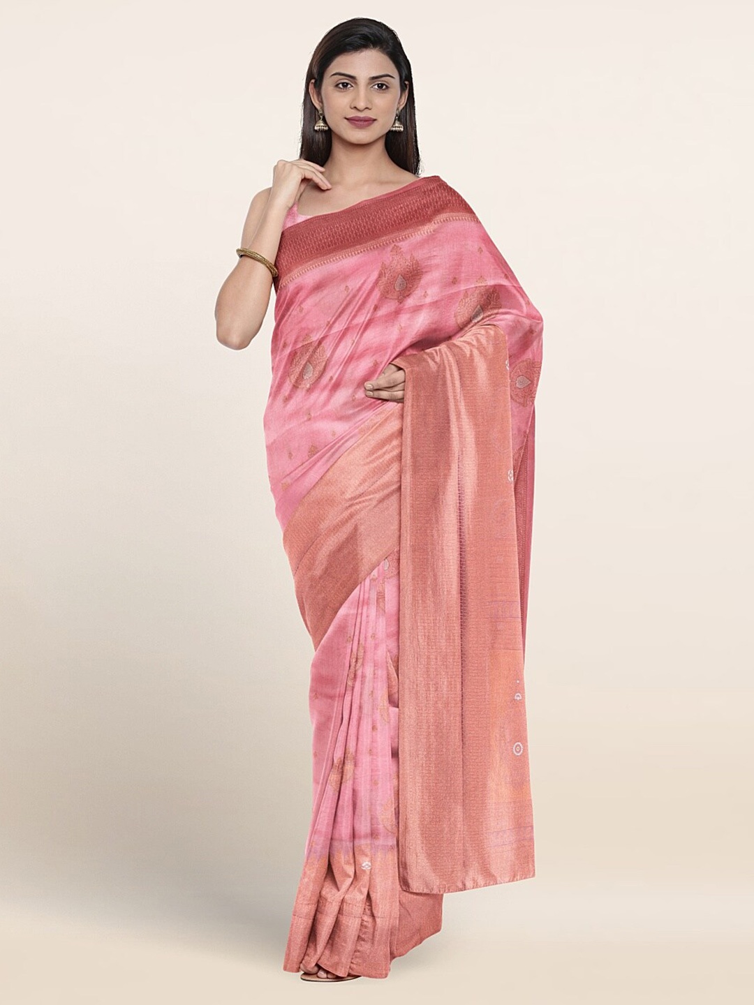 

Pothys Ethnic Motifs Woven Design Zari Art Silk Saree, Pink