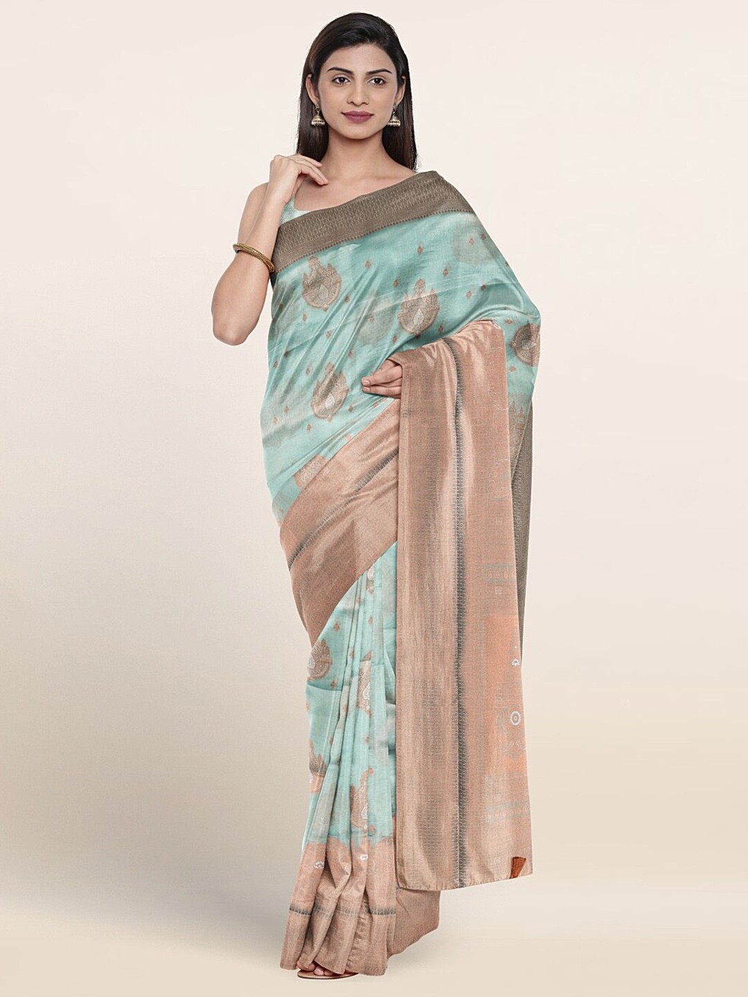 

Pothys Ethnic Motifs Woven Design Zari Art Silk Saree, Blue