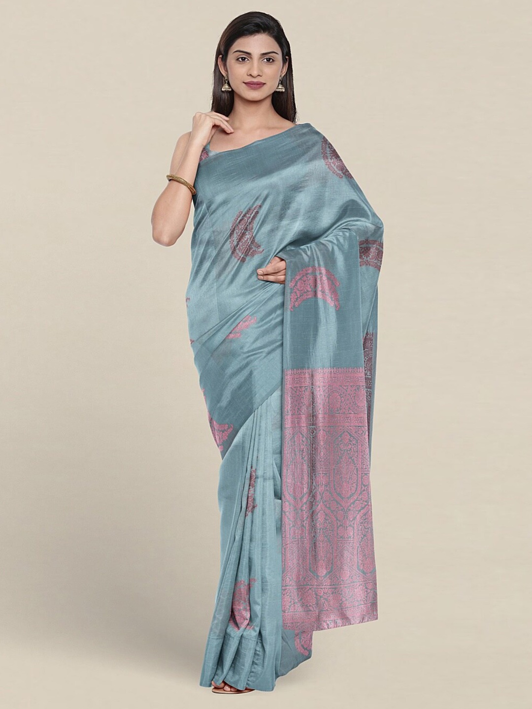 

Pothys Floral Woven Design Zari Saree, Blue