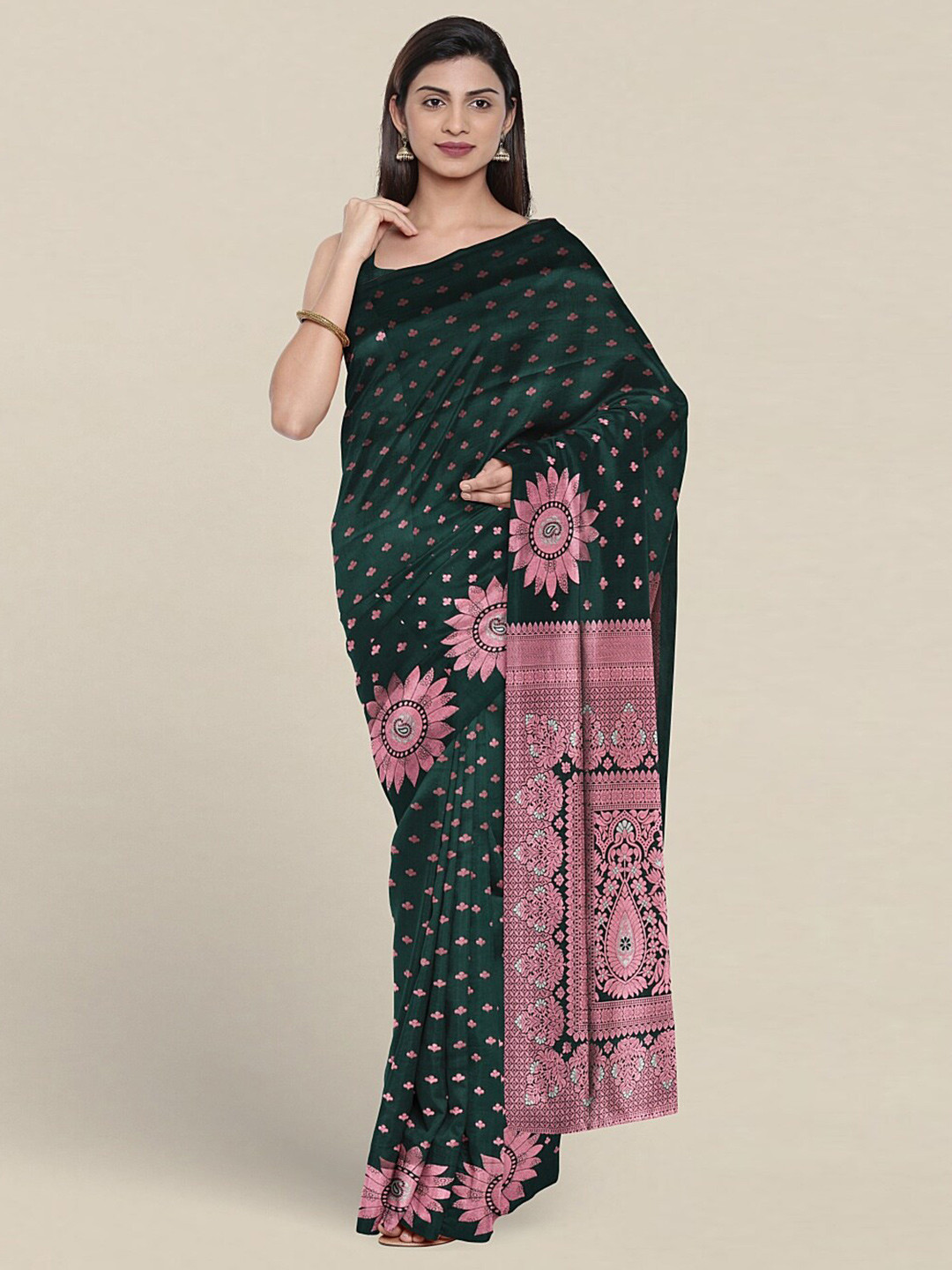 

Pothys Ethnic Motif Woven Design Zari Saree, Green