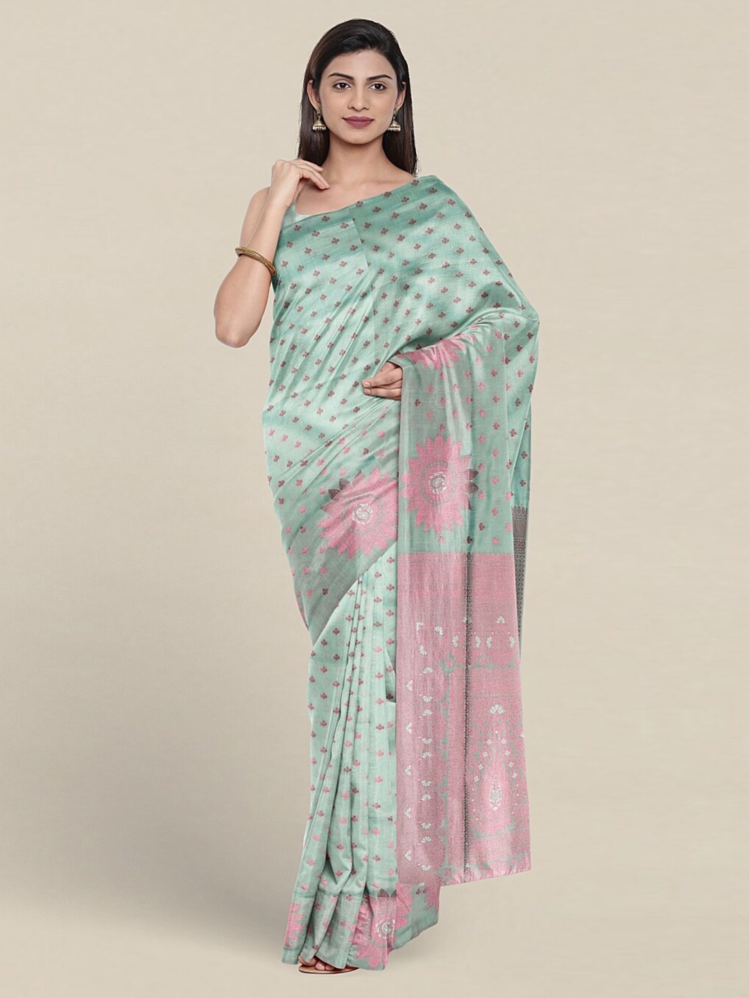 

Pothys Ethnic Motif Woven Design Zari Saree, Green