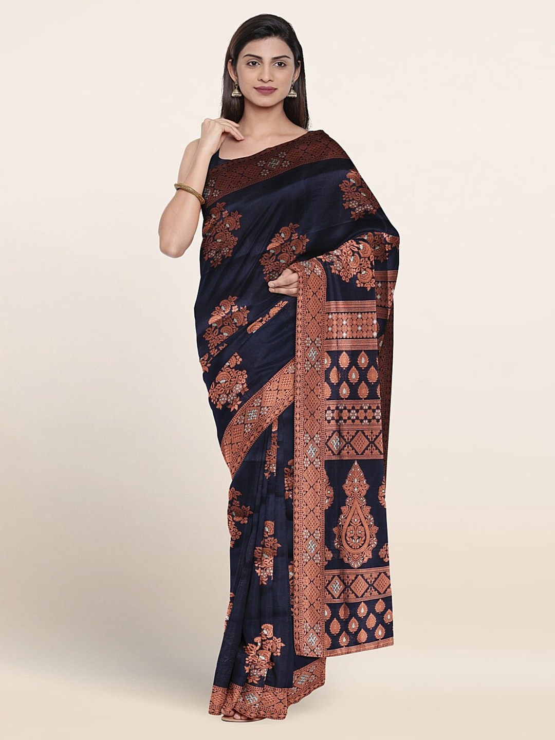

Pothys Ethnic Motif Woven Design Zari Saree, Blue