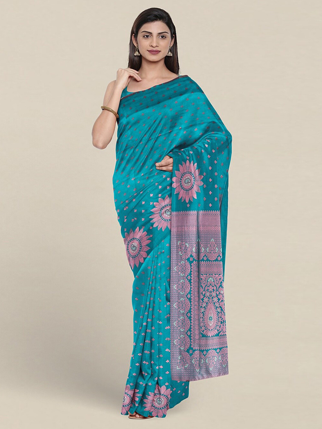 

Pothys Ethnic Motif Woven Design Zari Saree, Green