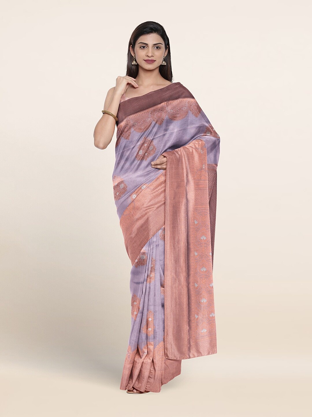 

Pothys Ethnic Motifs Woven Design Zari Art Silk Saree, Lavender