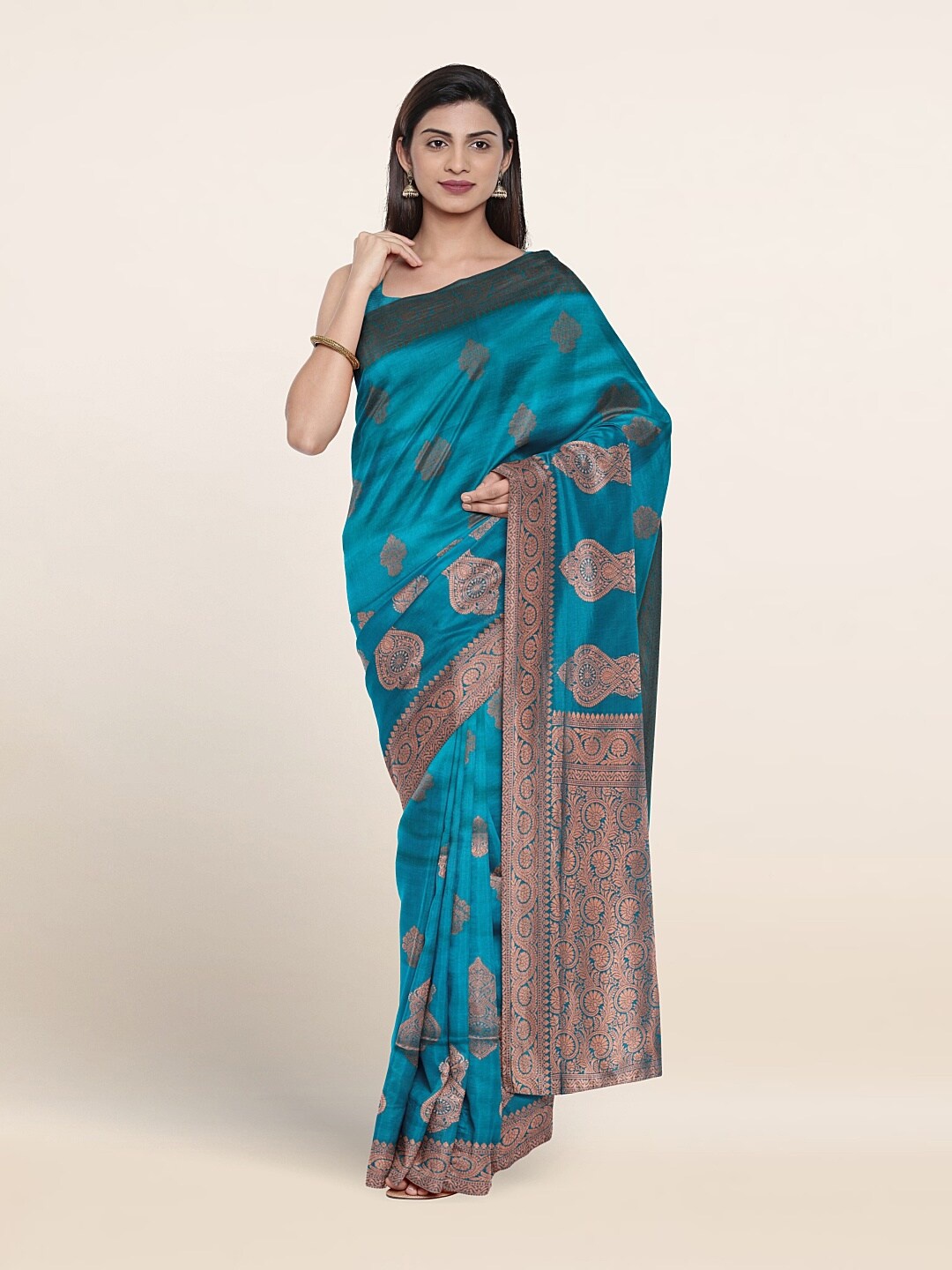 

Pothys Ethnic Motifs Woven Design Zari Art Silk Saree, Blue