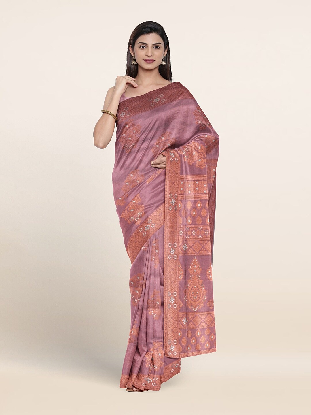 

Pothys Floral Woven Design Zari Art Silk Saree, Lavender