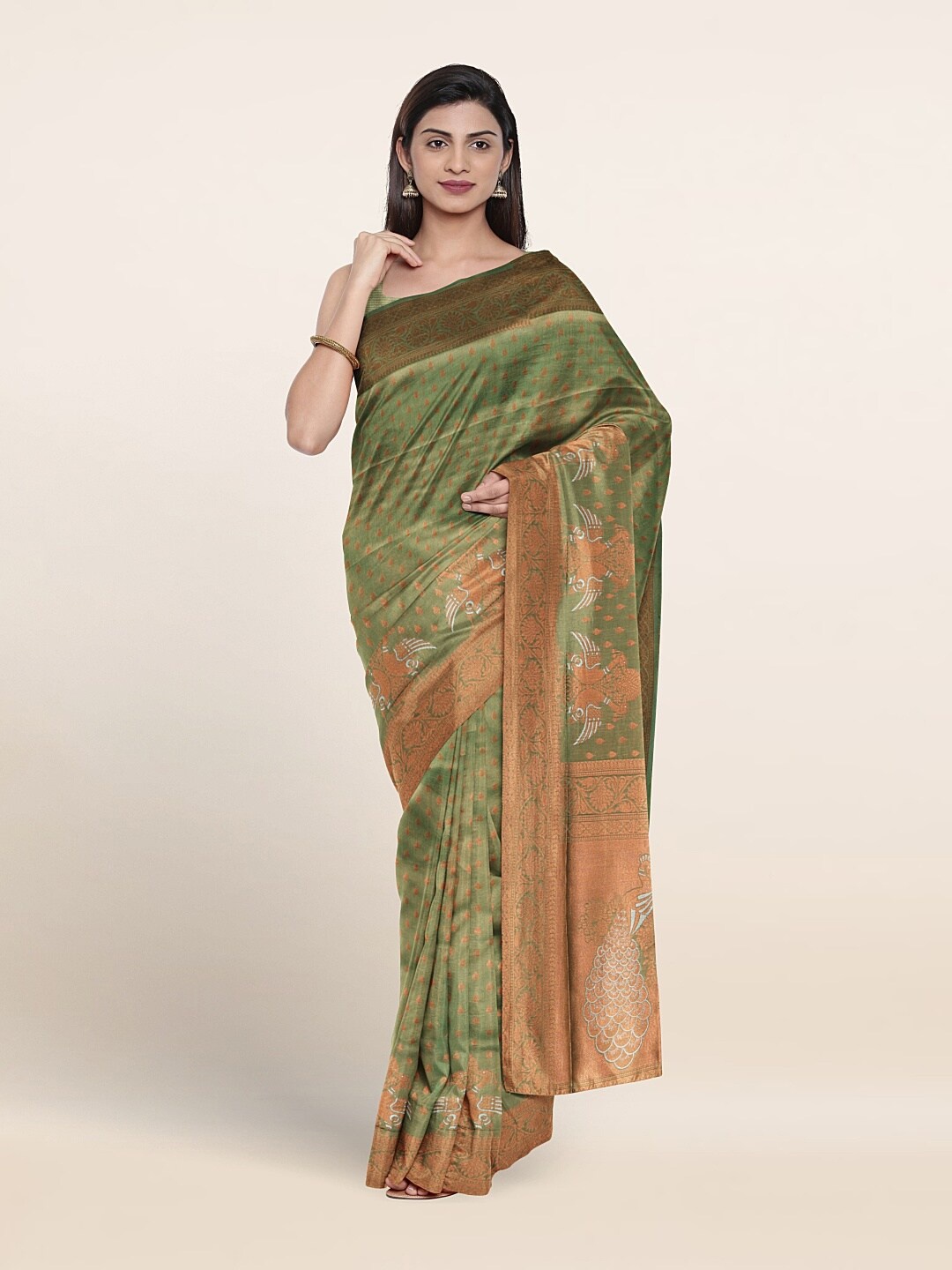 

Pothys Woven Design Zari Art Silk Saree, Green