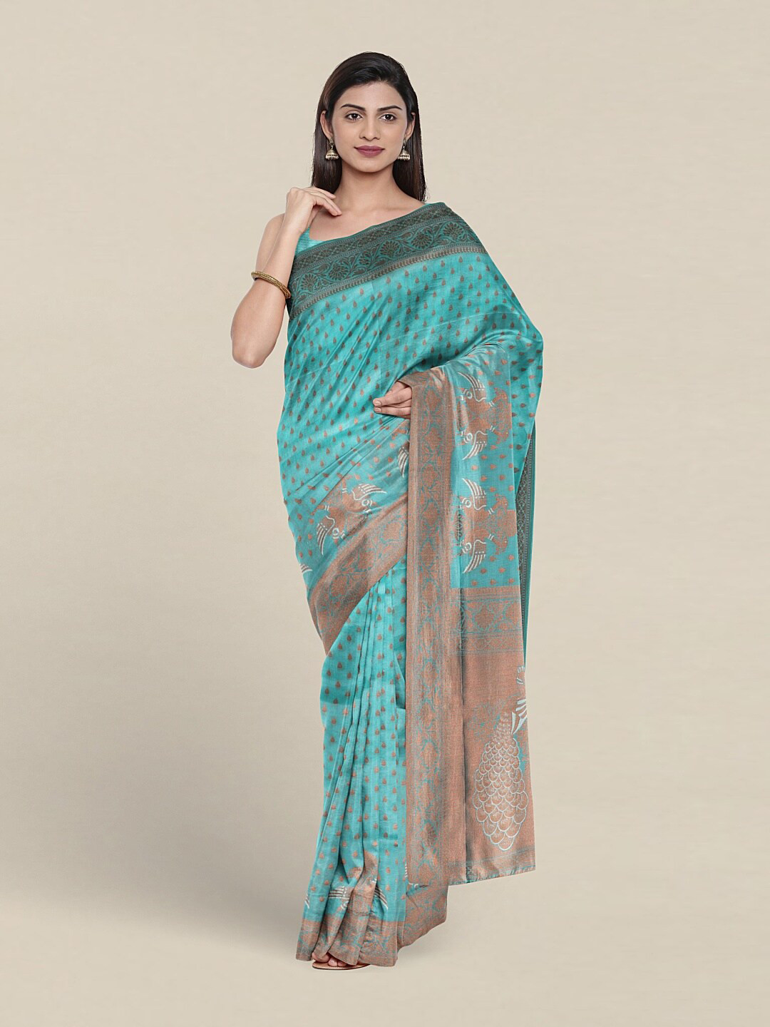 

Pothys Ethnic Motif Woven Design Zari Saree, Blue